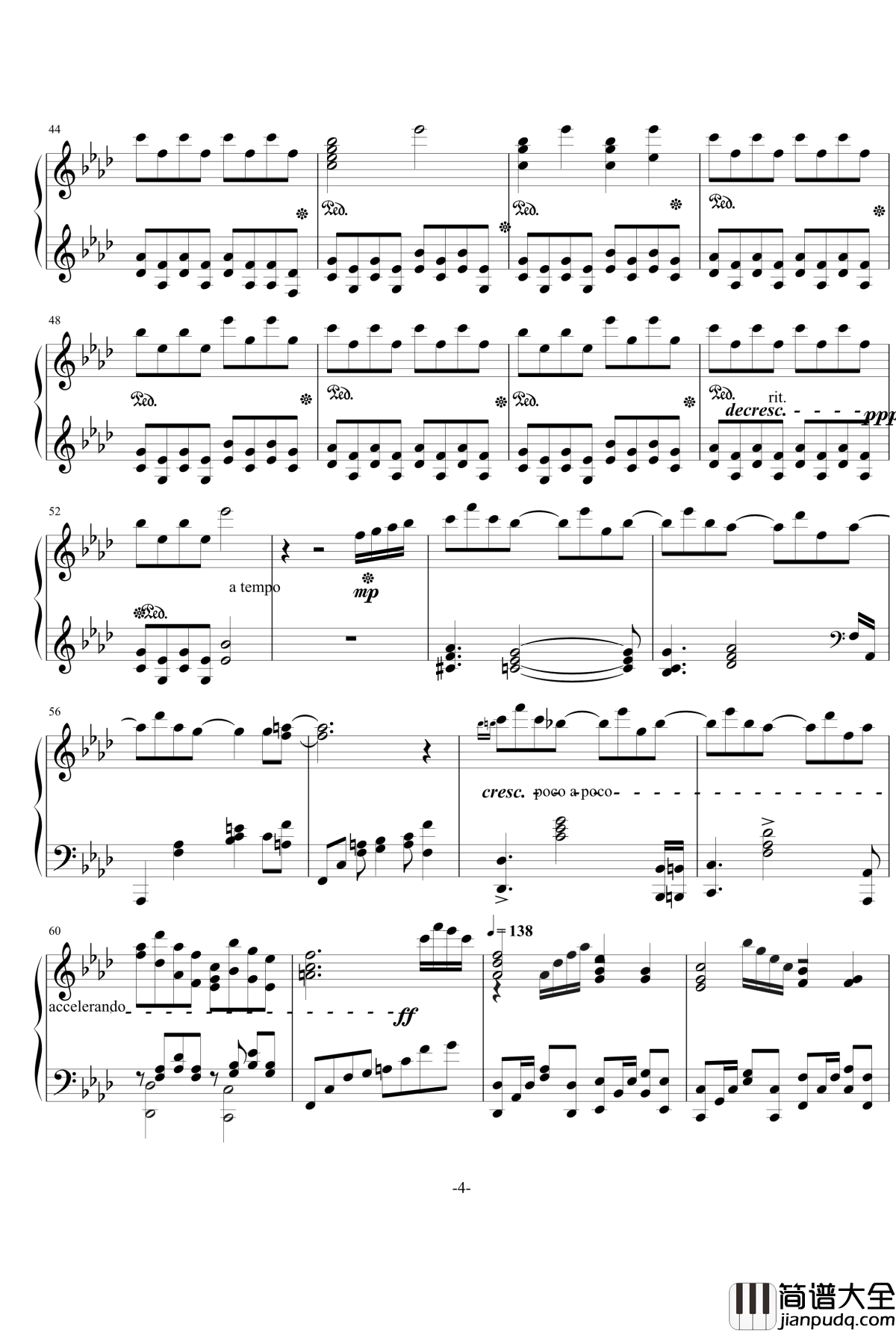 超越曾经钢琴谱_回首_北平乐师