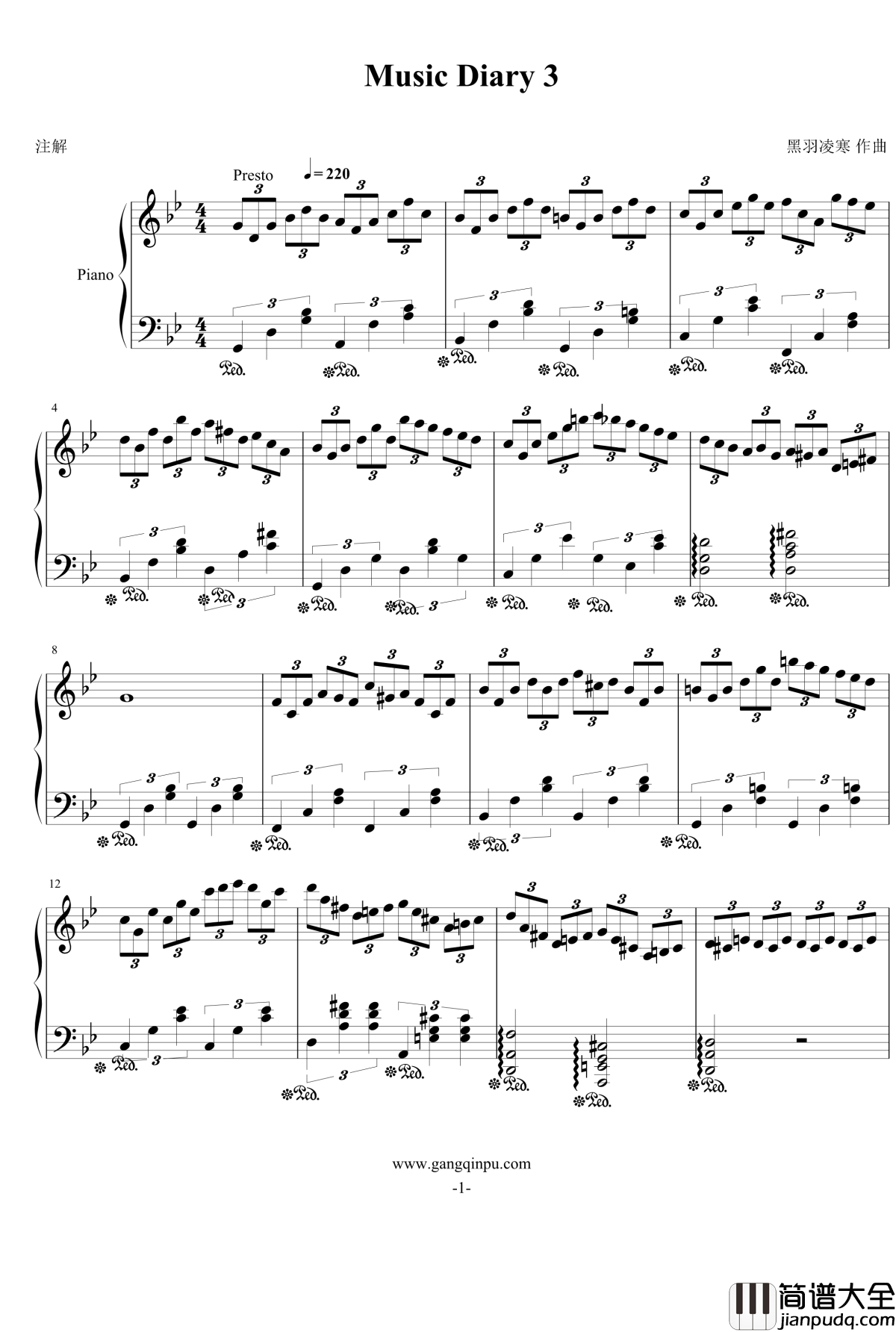Music_Diary_3钢琴谱_黑羽凌寒