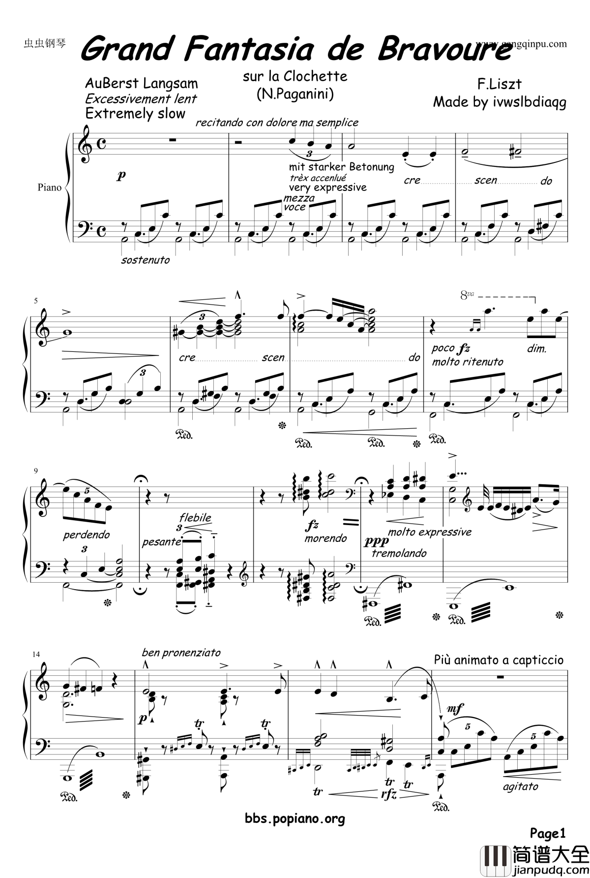 钟声大幻想曲钢琴谱_李斯特