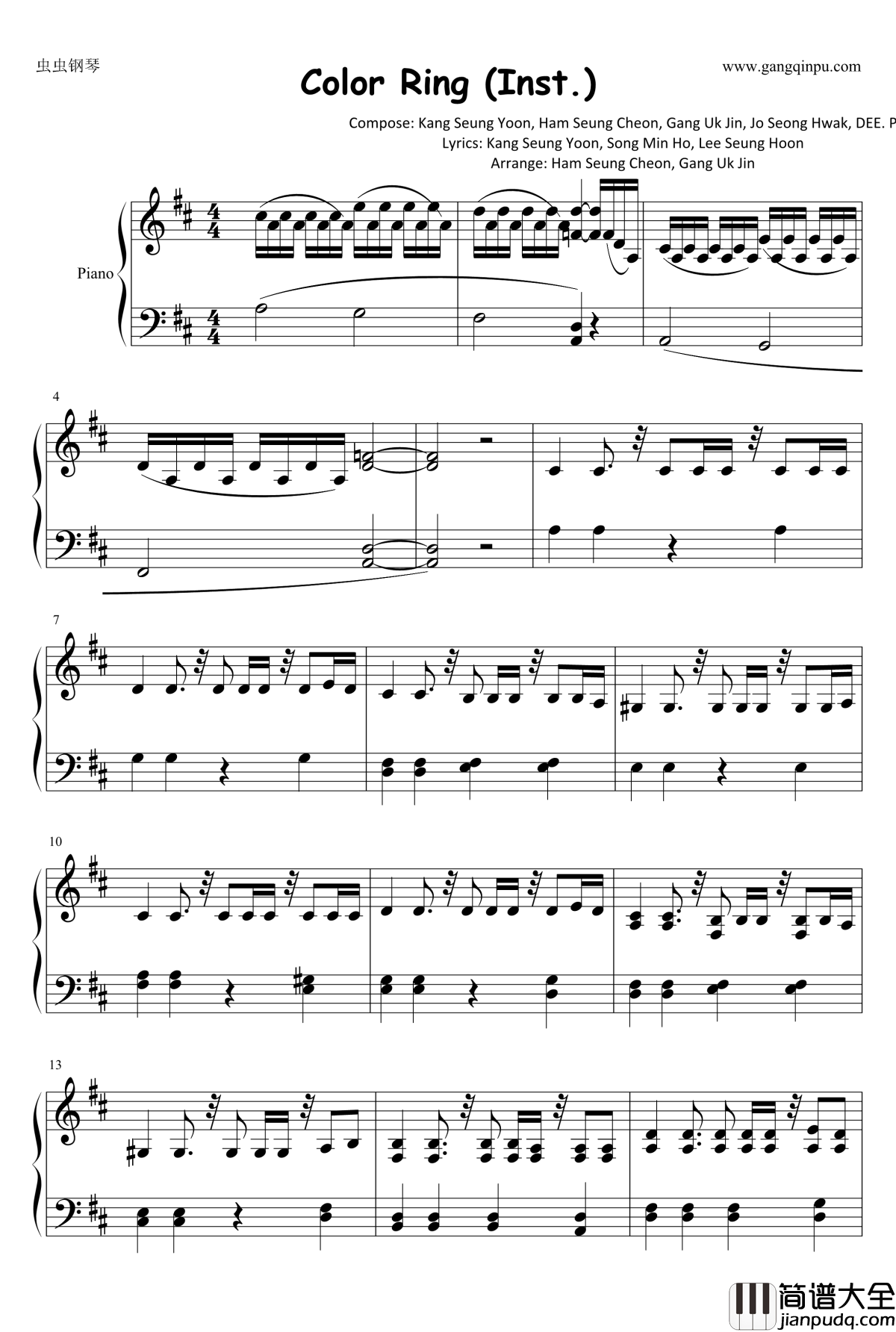 Color_Ring_/_彩铃钢琴谱_WINNER