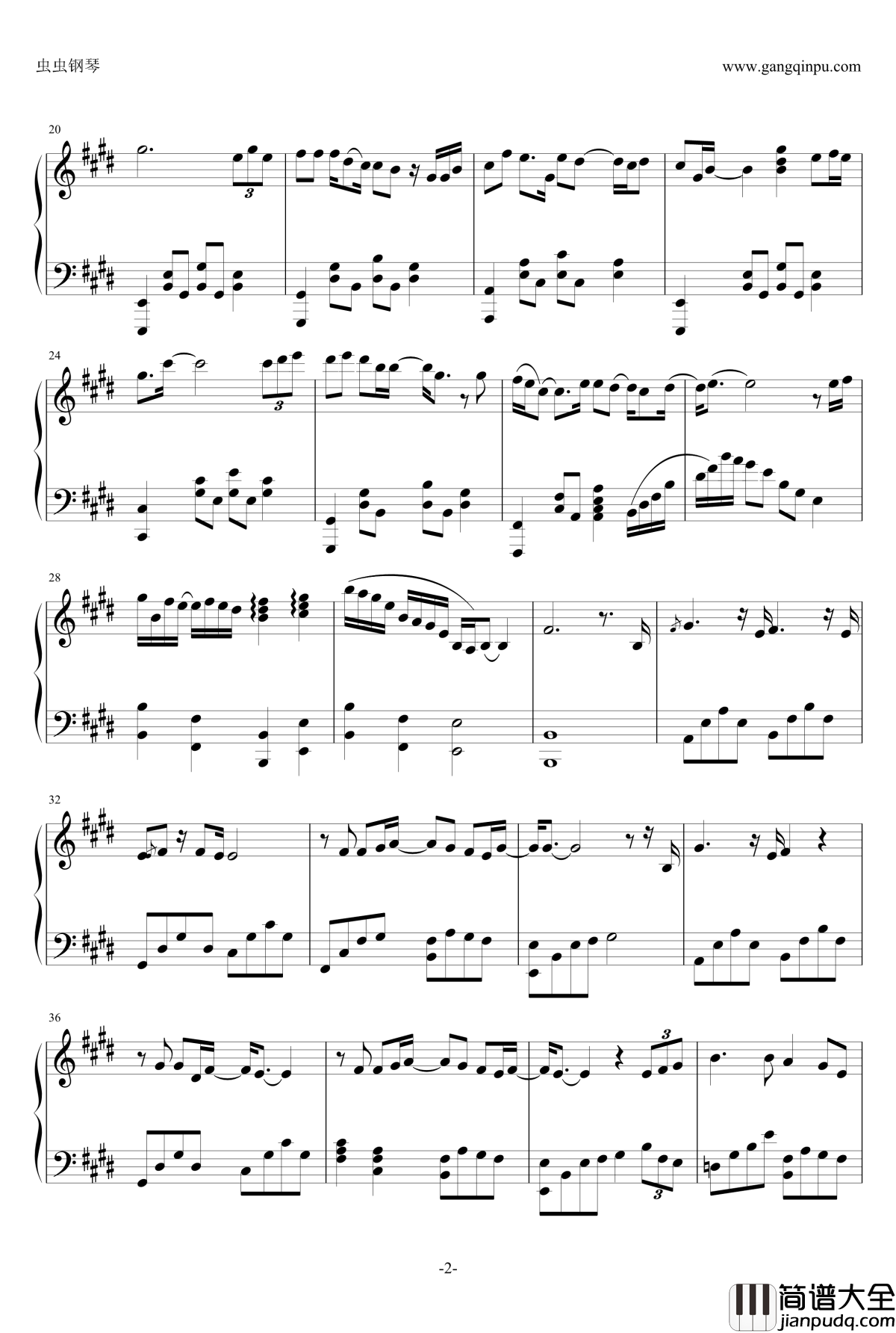 想你的夜钢琴独奏钢琴谱_金龙鱼版_关喆