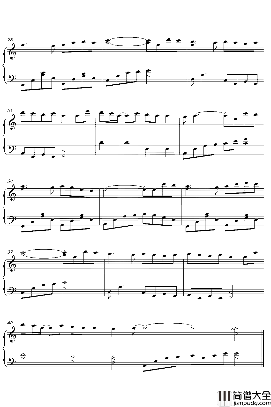 何为永恒钢琴谱_胡夏_电视剧_倚天屠龙记_片尾曲