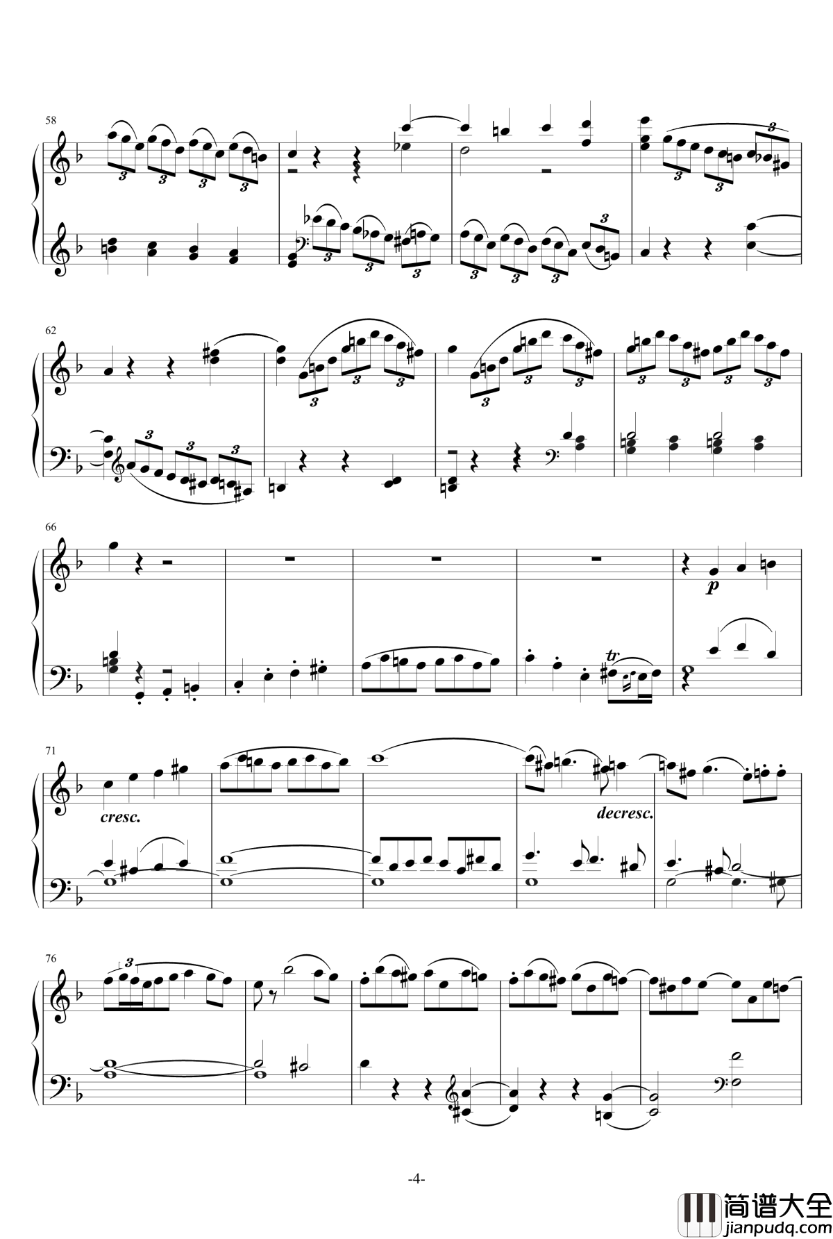 F大调奏鸣曲钢琴谱_莫扎特