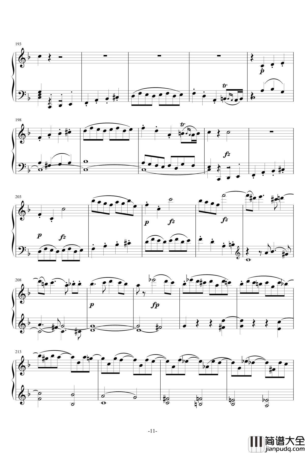 F大调奏鸣曲钢琴谱_莫扎特