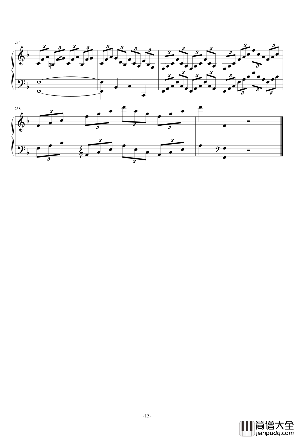 F大调奏鸣曲钢琴谱_莫扎特