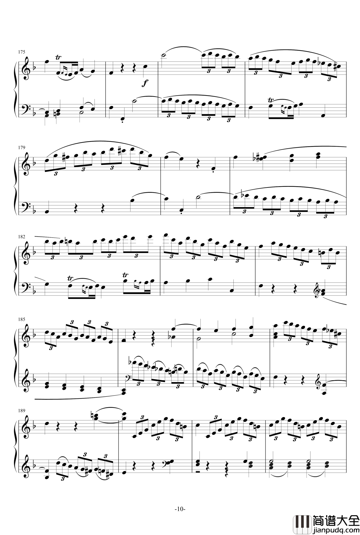 F大调奏鸣曲钢琴谱_莫扎特