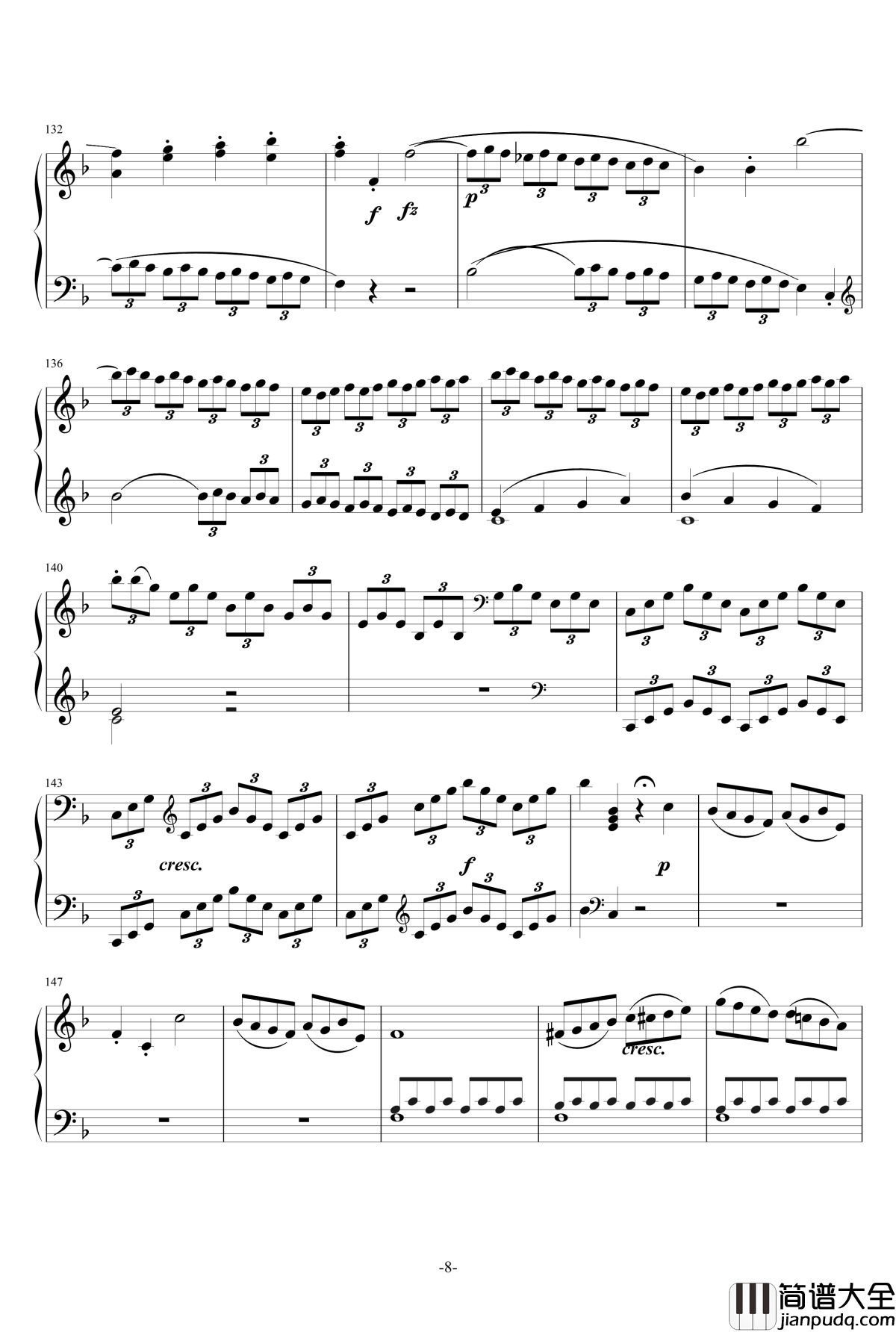 F大调奏鸣曲钢琴谱_莫扎特