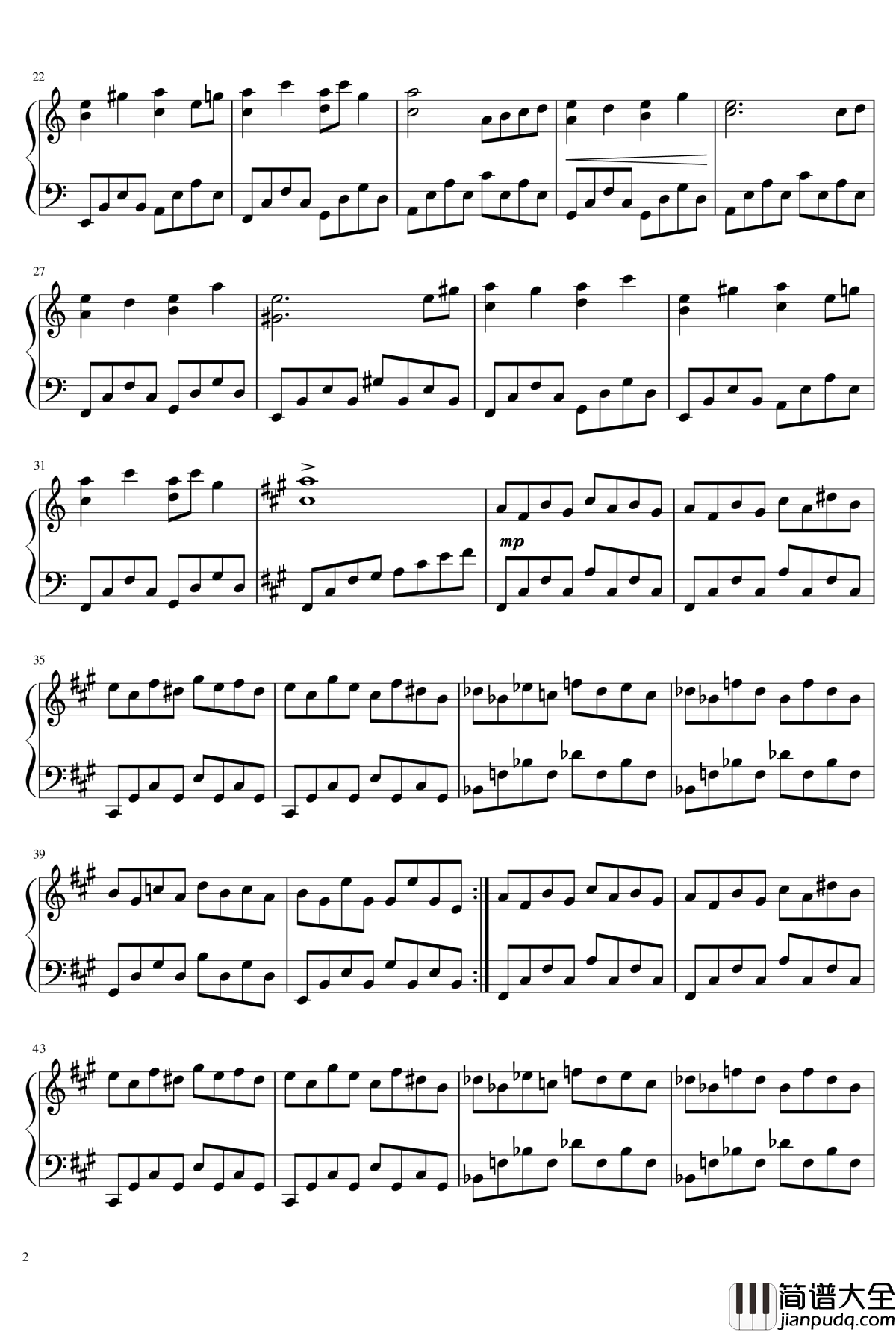 永远的春梦钢琴谱_东方绀珠传