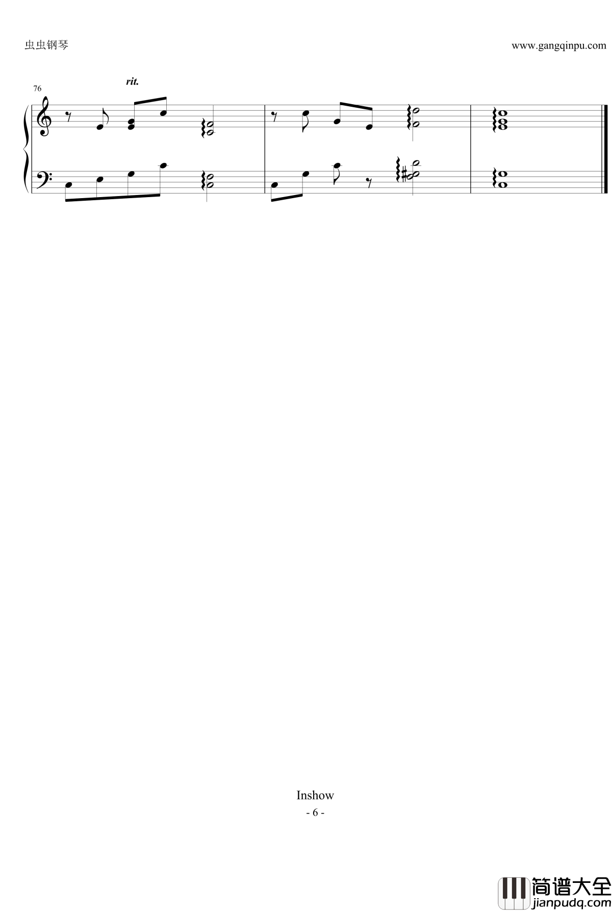 千古钢琴谱_C调_花千骨