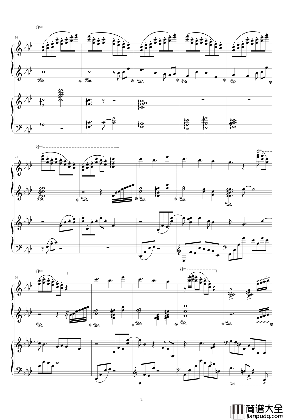 盛开在冬天的花钢琴谱_冬に咲いている花_雪城奥菲斯