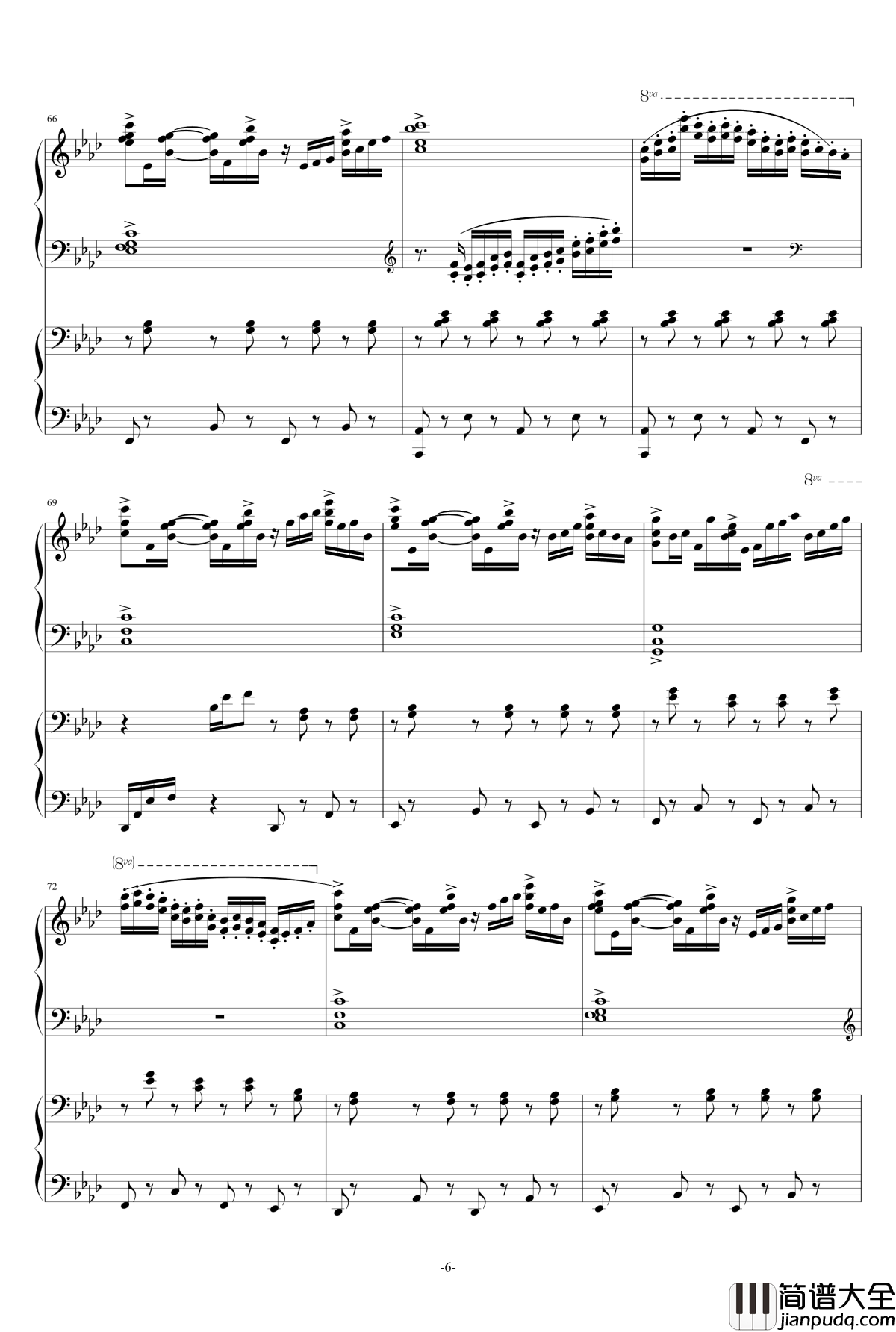 盛开在冬天的花钢琴谱_冬に咲いている花_雪城奥菲斯