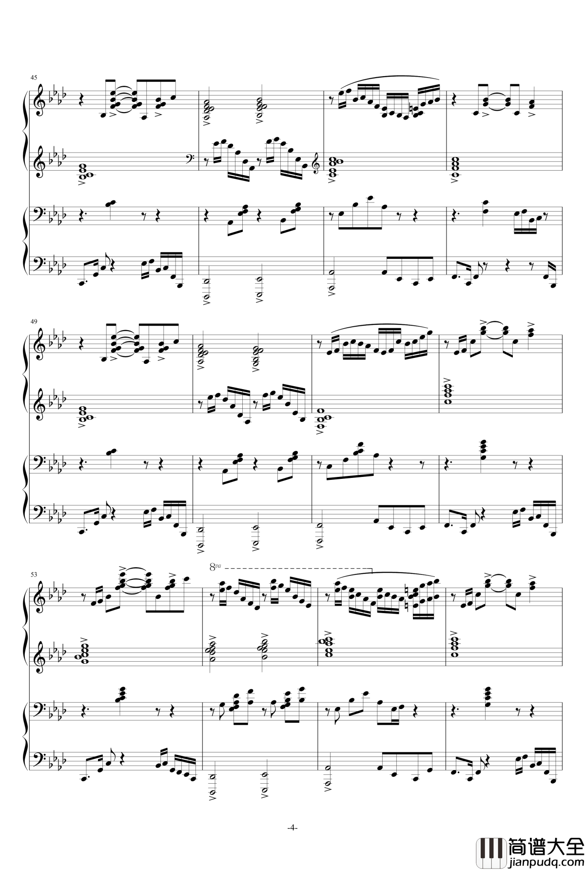 盛开在冬天的花钢琴谱_冬に咲いている花_雪城奥菲斯