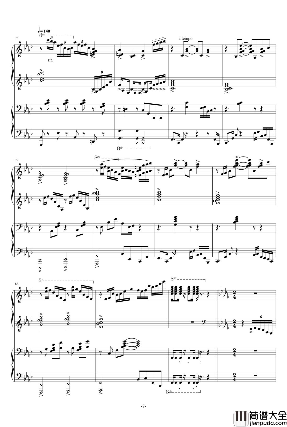 盛开在冬天的花钢琴谱_冬に咲いている花_雪城奥菲斯