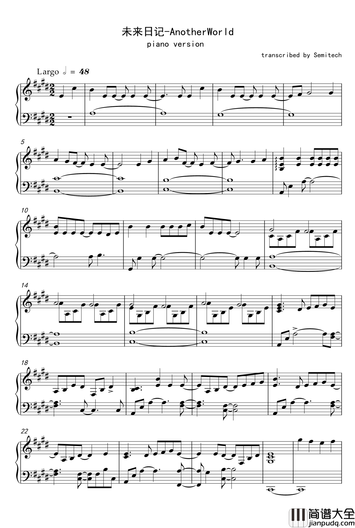 未来日记_another_world钢琴谱
