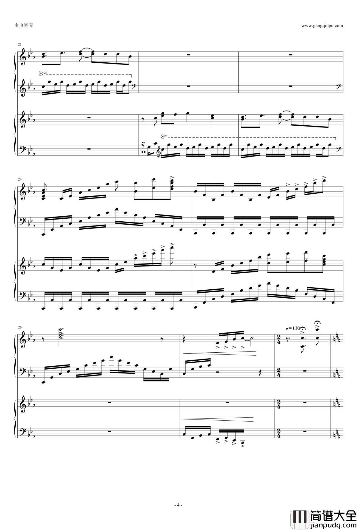 罪恶王冠BIOS钢琴谱_双钢琴_泽野弘之