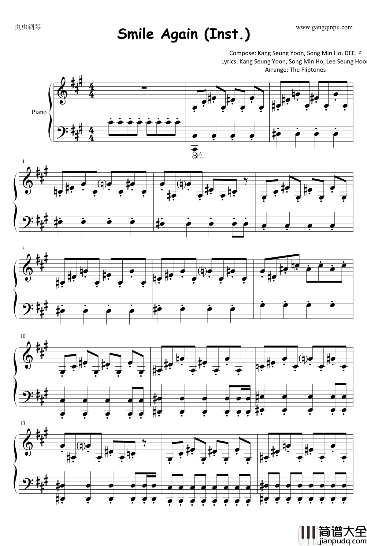 Smile_Again钢琴谱_WINNER