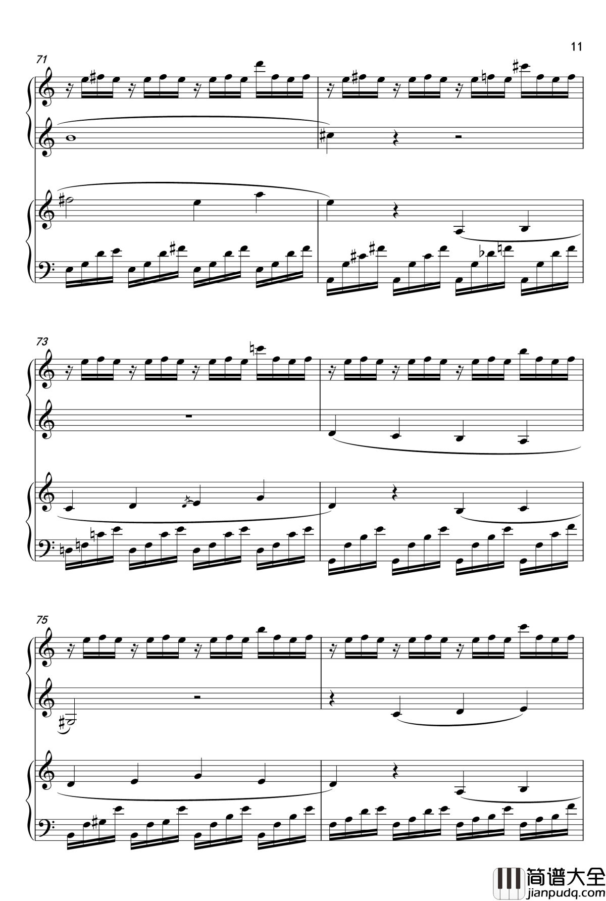 夏目友人帐OST钢琴谱_雨夜の月のように__双钢琴_吉森信