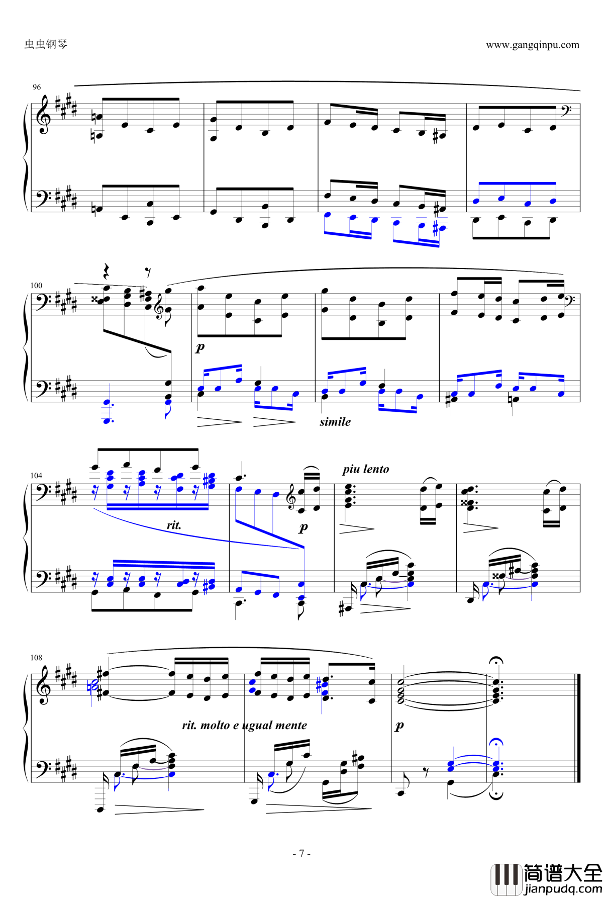 间奏曲Op钢琴谱_117_No.3_勃拉姆斯_Brahms