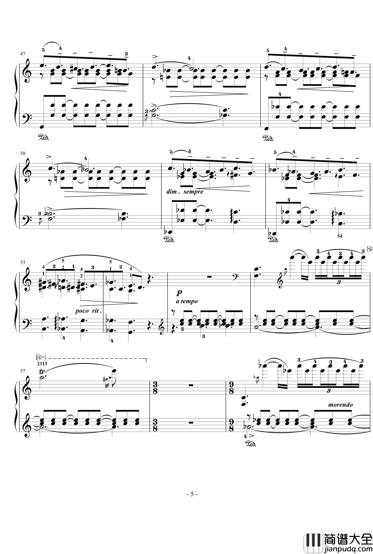 夜曲钢琴谱_格里格