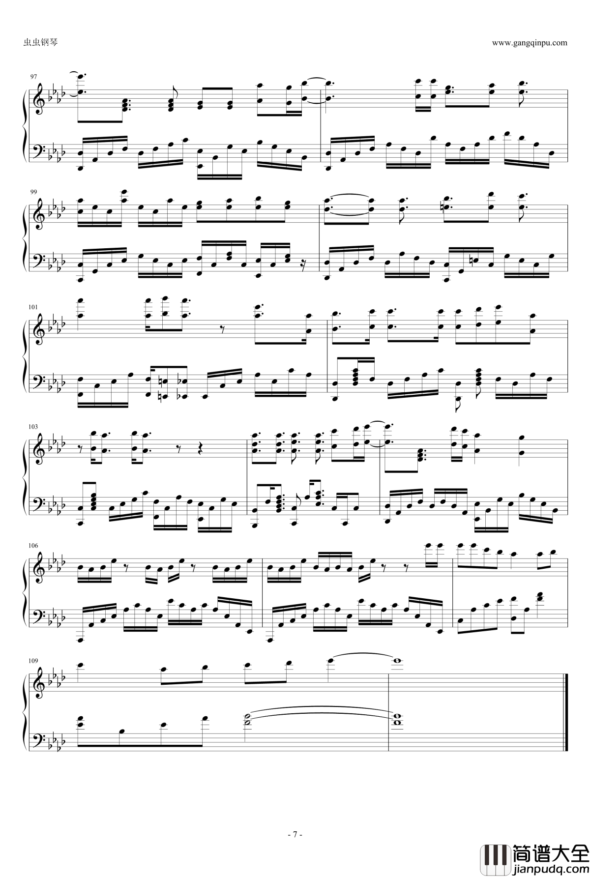 境界的彼方OP钢琴谱_ENE_境界的彼方