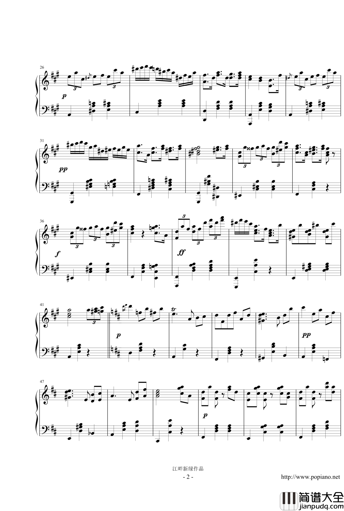 A大调随想圆舞曲钢琴谱_江畔新绿_圆舞曲集_Op_5_No_9