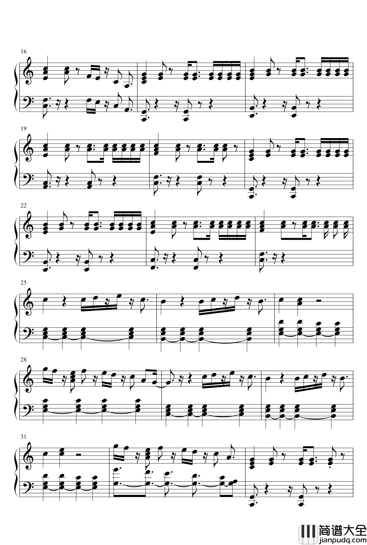 _空虚钢琴谱_WINNER_Empty