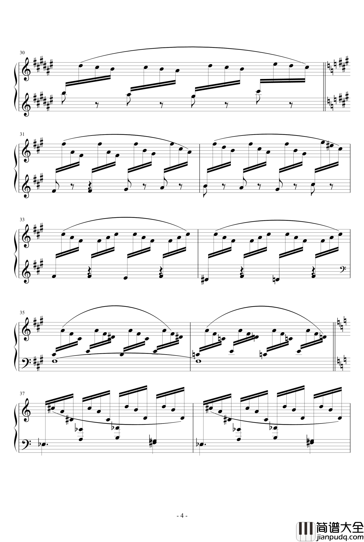 雨中花园钢琴谱_德彪西