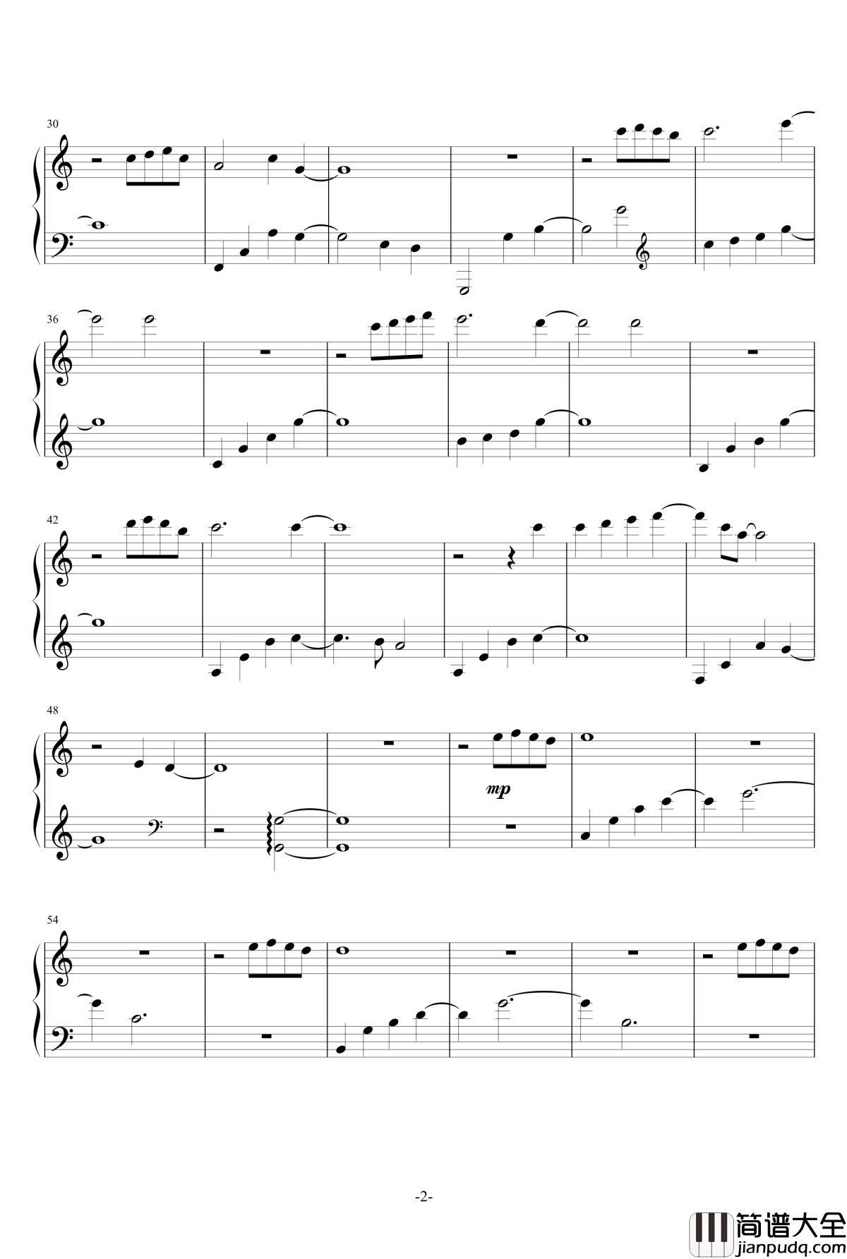 只若你安好钢琴谱_If_Only_You_Are_Well_川崎美和子