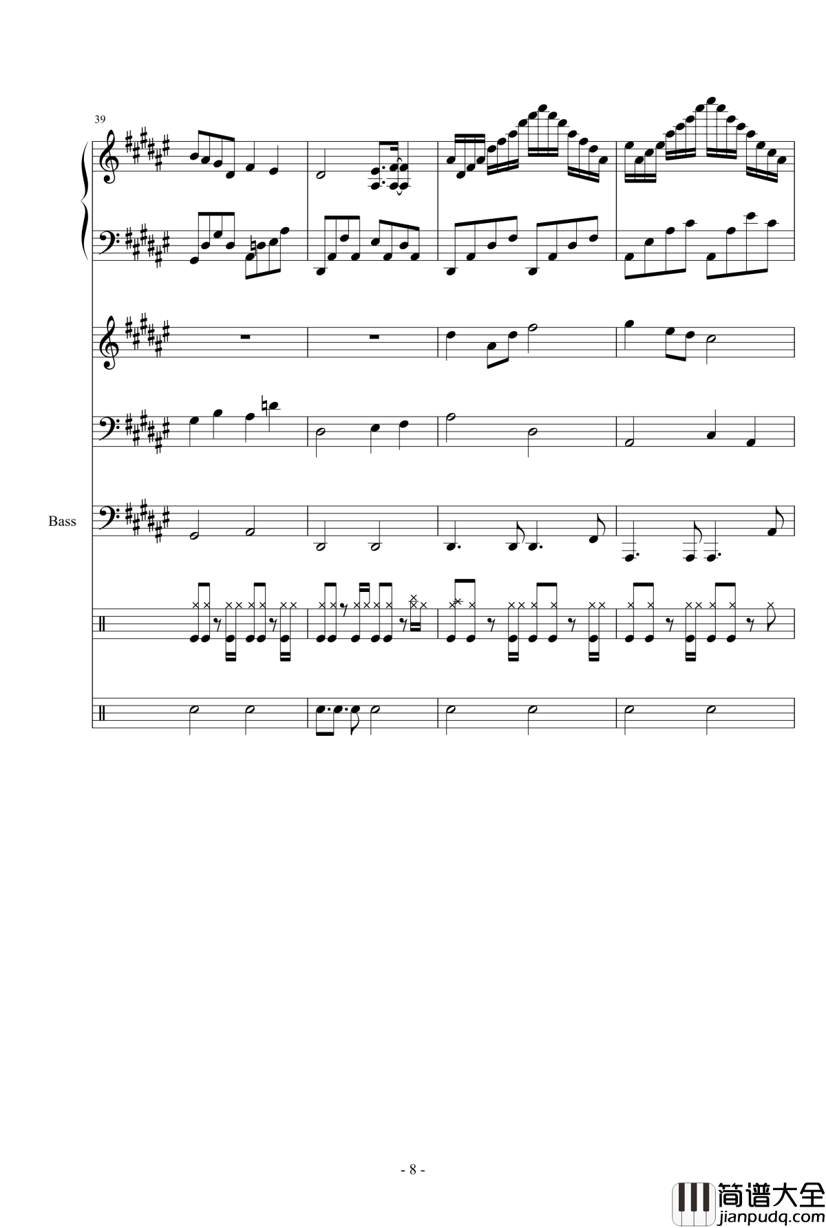 雨萧兮君再叹钢琴谱_总谱_Dollman