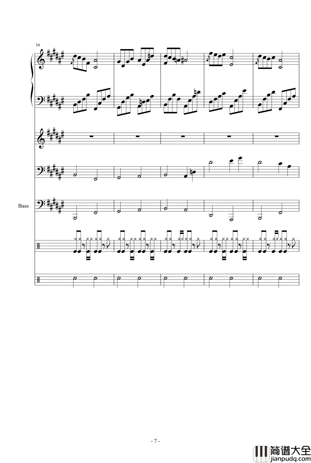 雨萧兮君再叹钢琴谱_总谱_Dollman