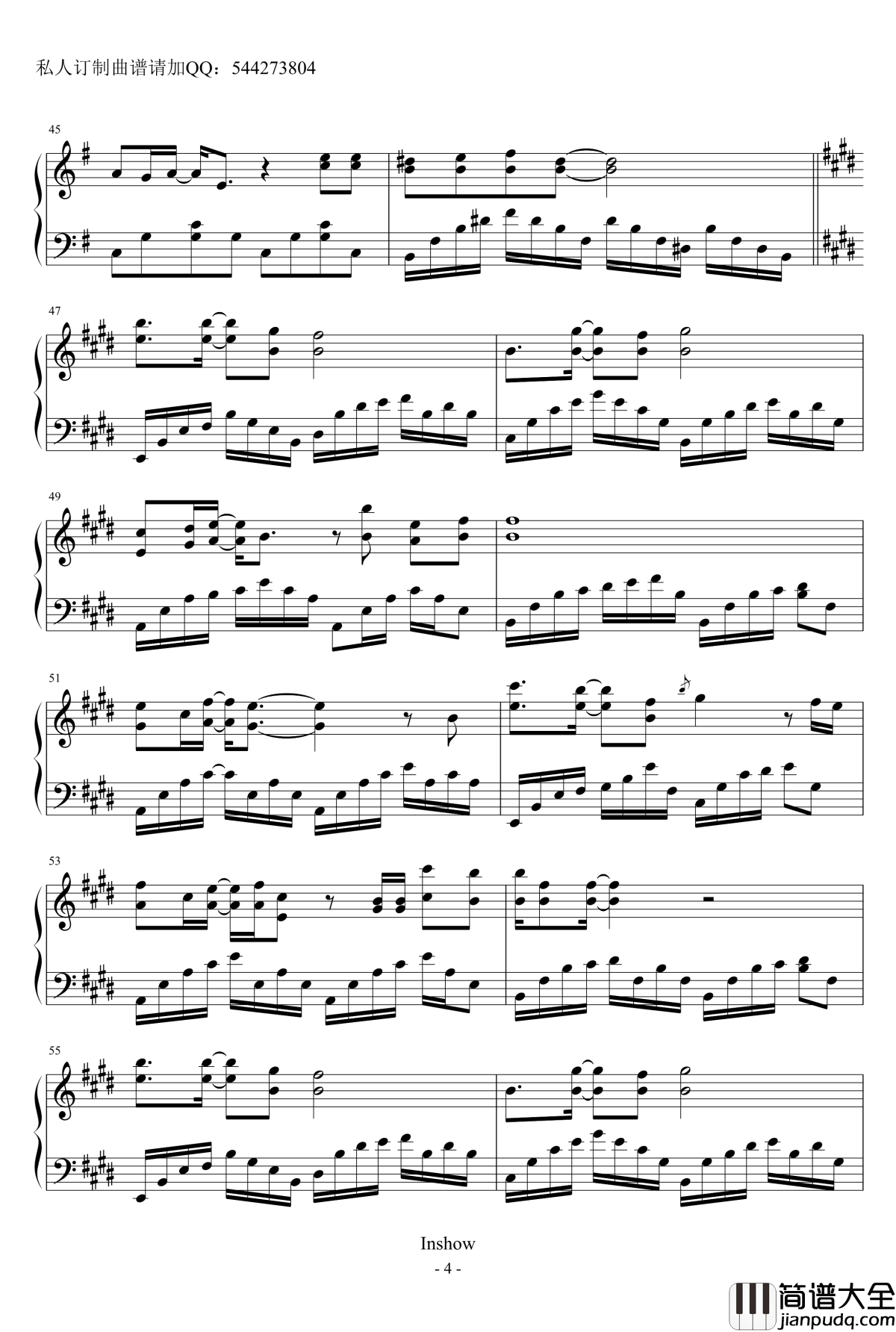 清风徐来钢琴谱_电影_港囧_主题曲_王菲