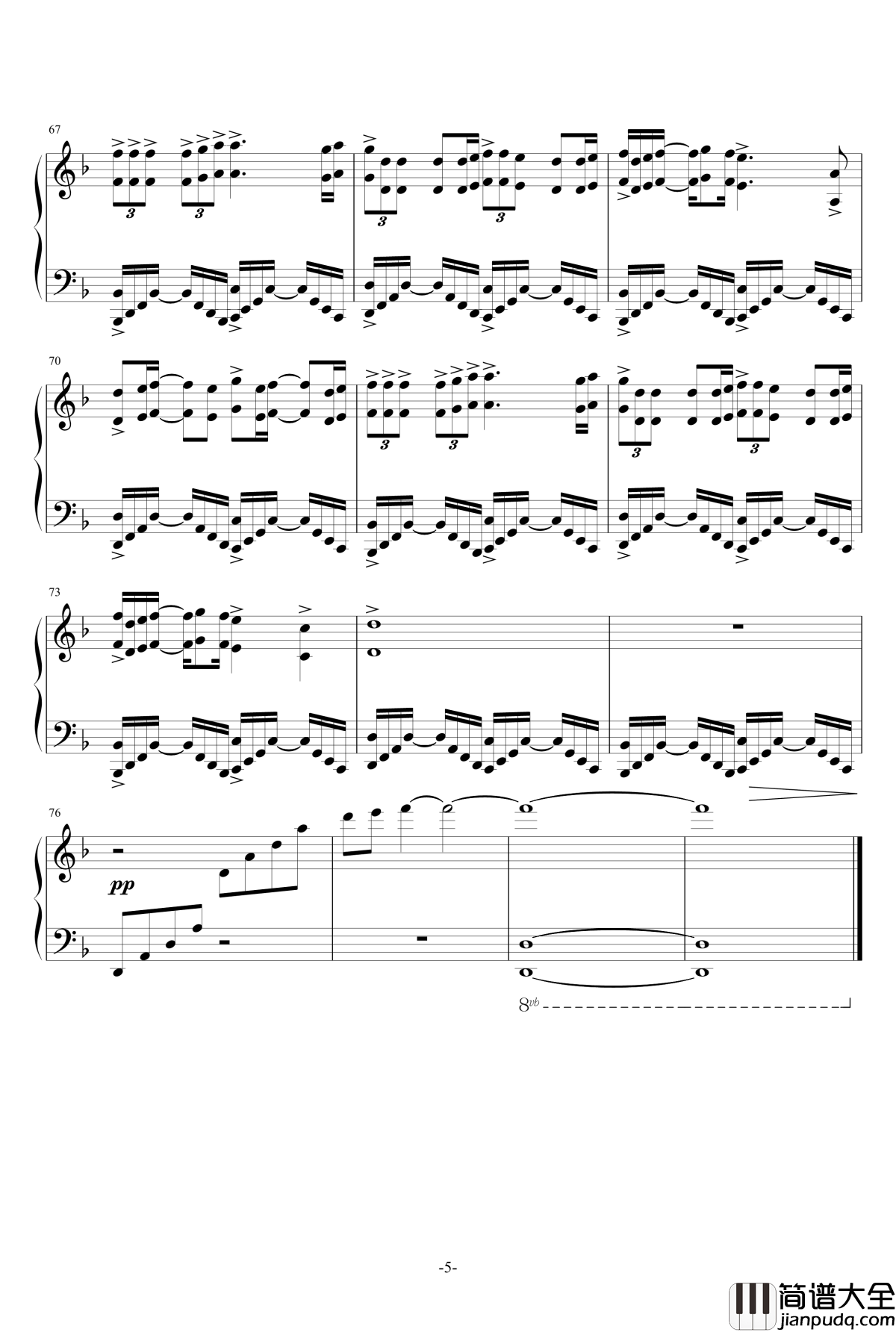 国殇钢琴谱_完整版_黑白灰丶