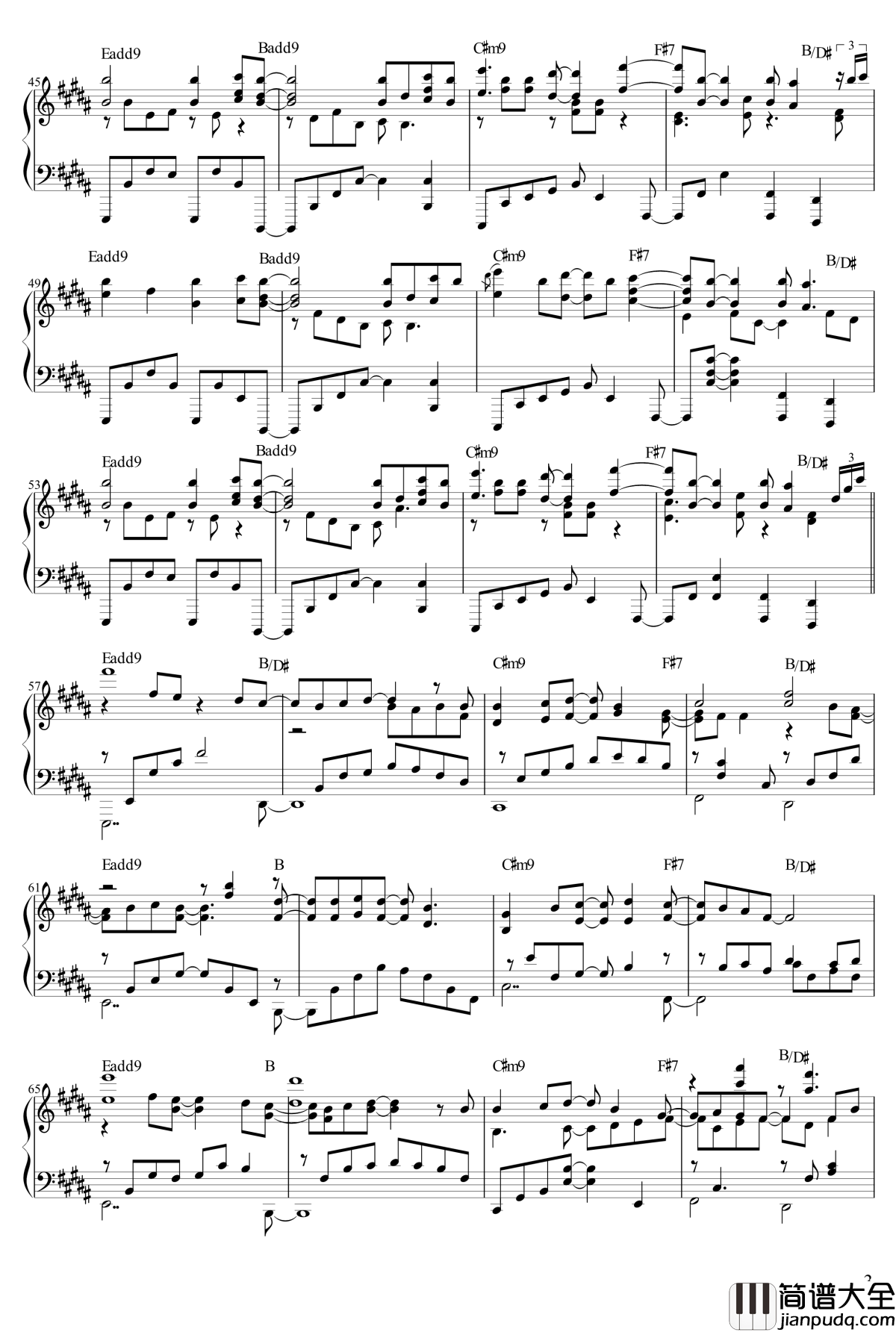 空气力学少女与少年的诗钢琴谱_美好的每一天