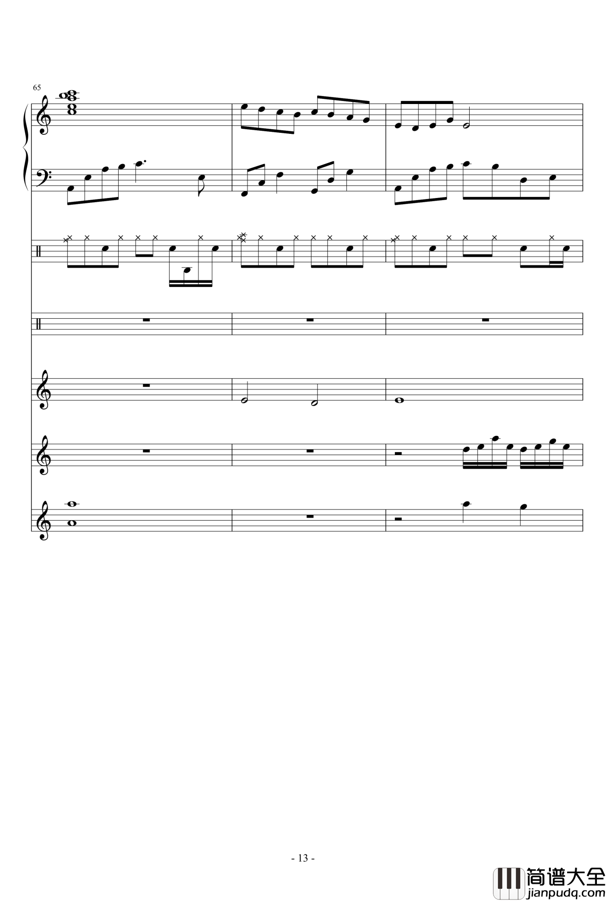 午后的随想钢琴谱_总谱_Ydolem