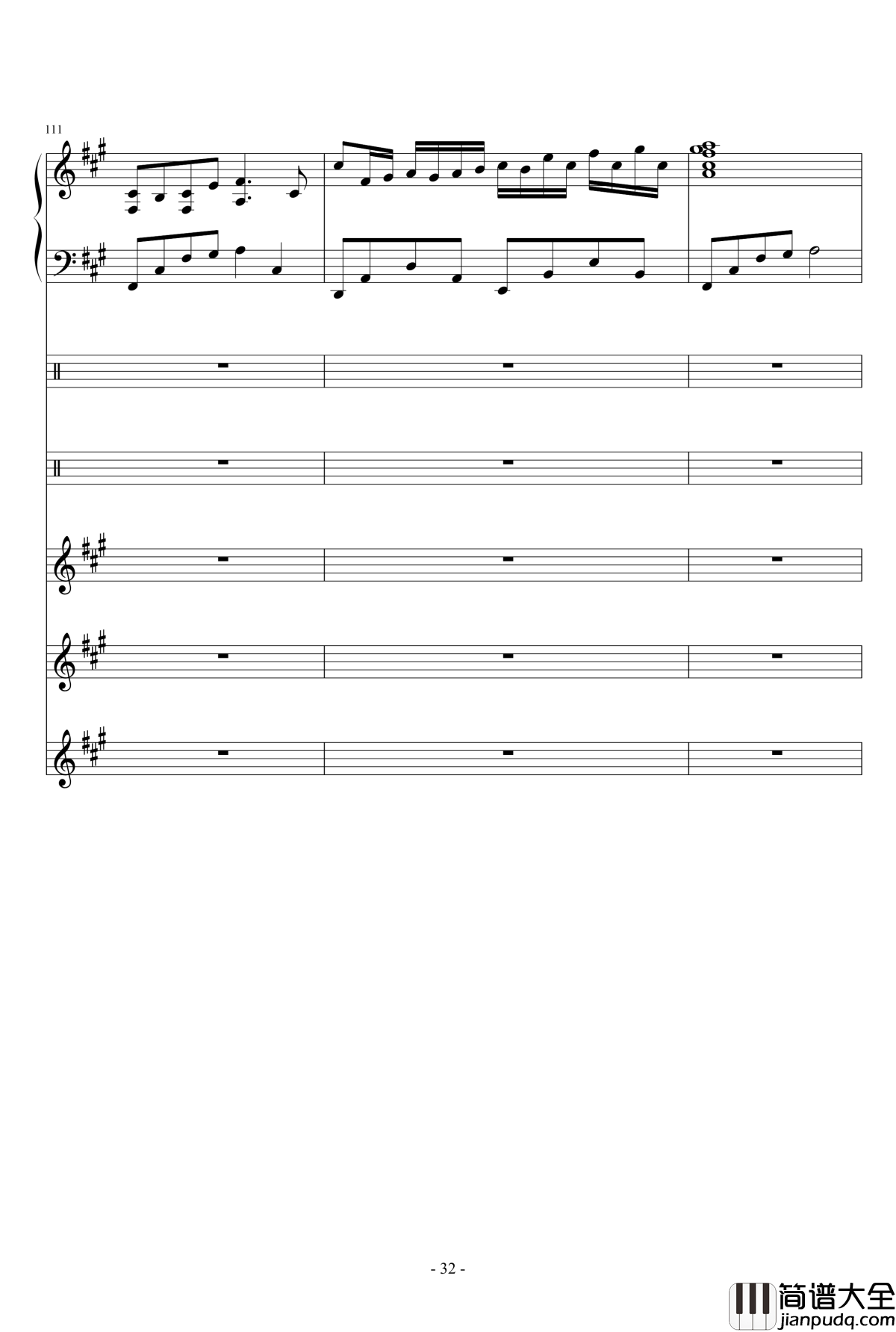 午后的随想钢琴谱_总谱_Ydolem