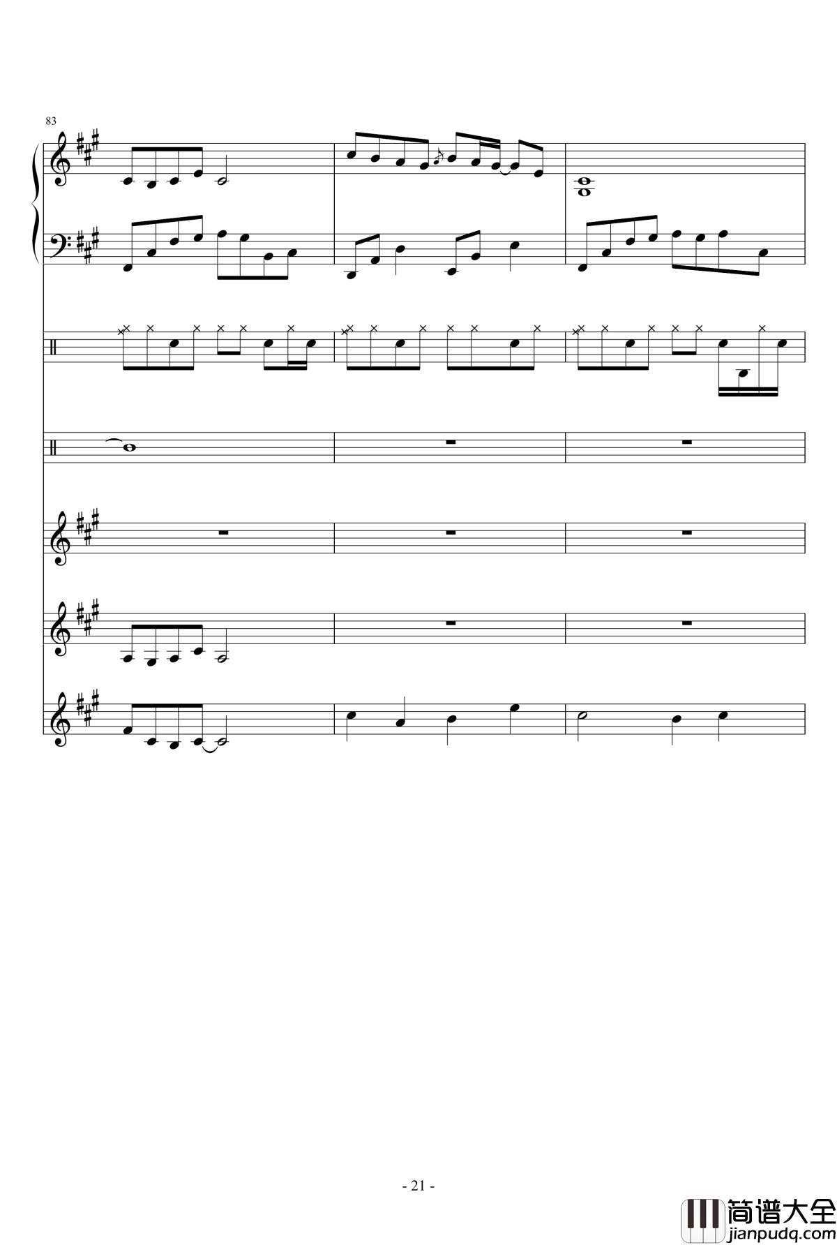 午后的随想钢琴谱_总谱_Ydolem