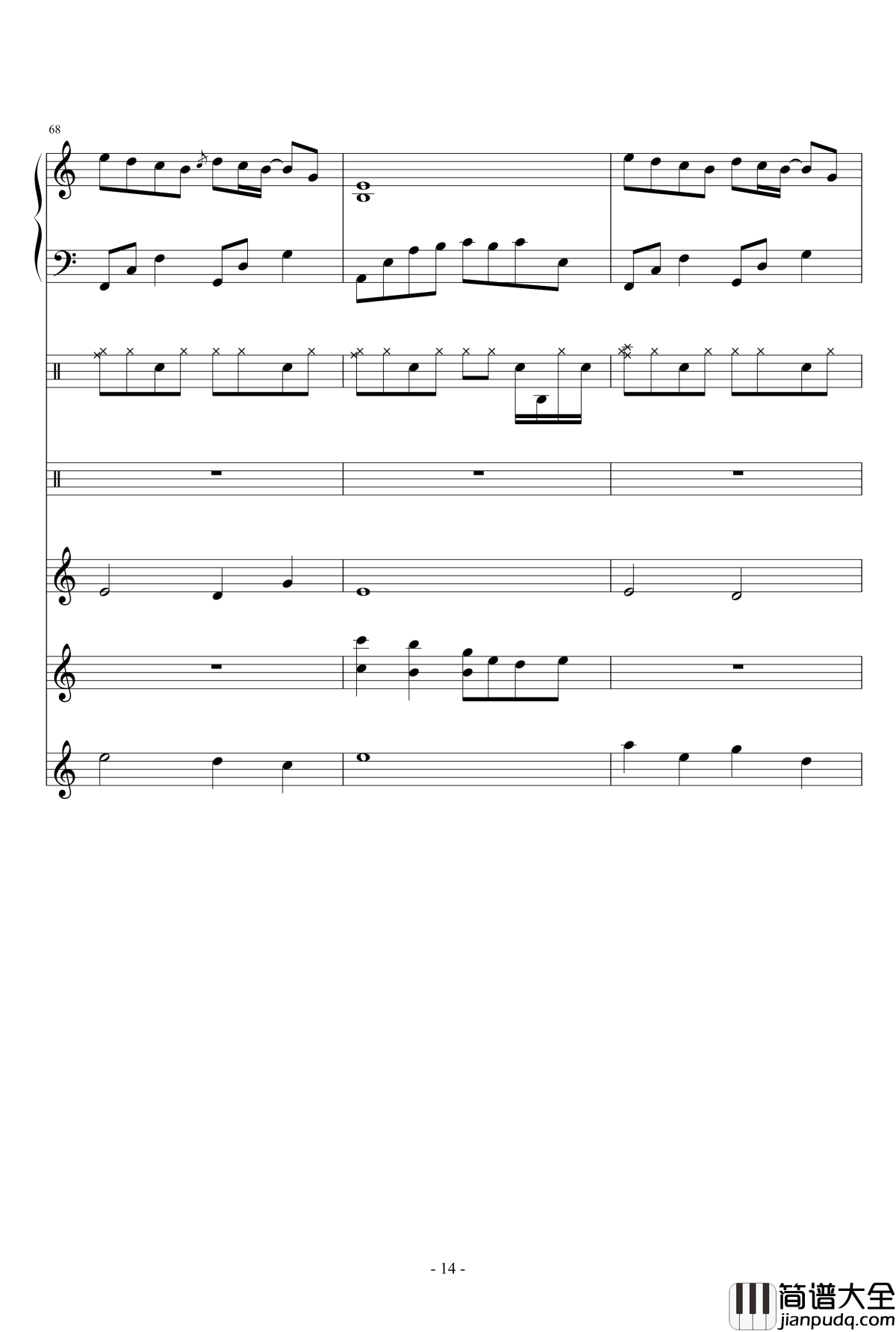 午后的随想钢琴谱_总谱_Ydolem