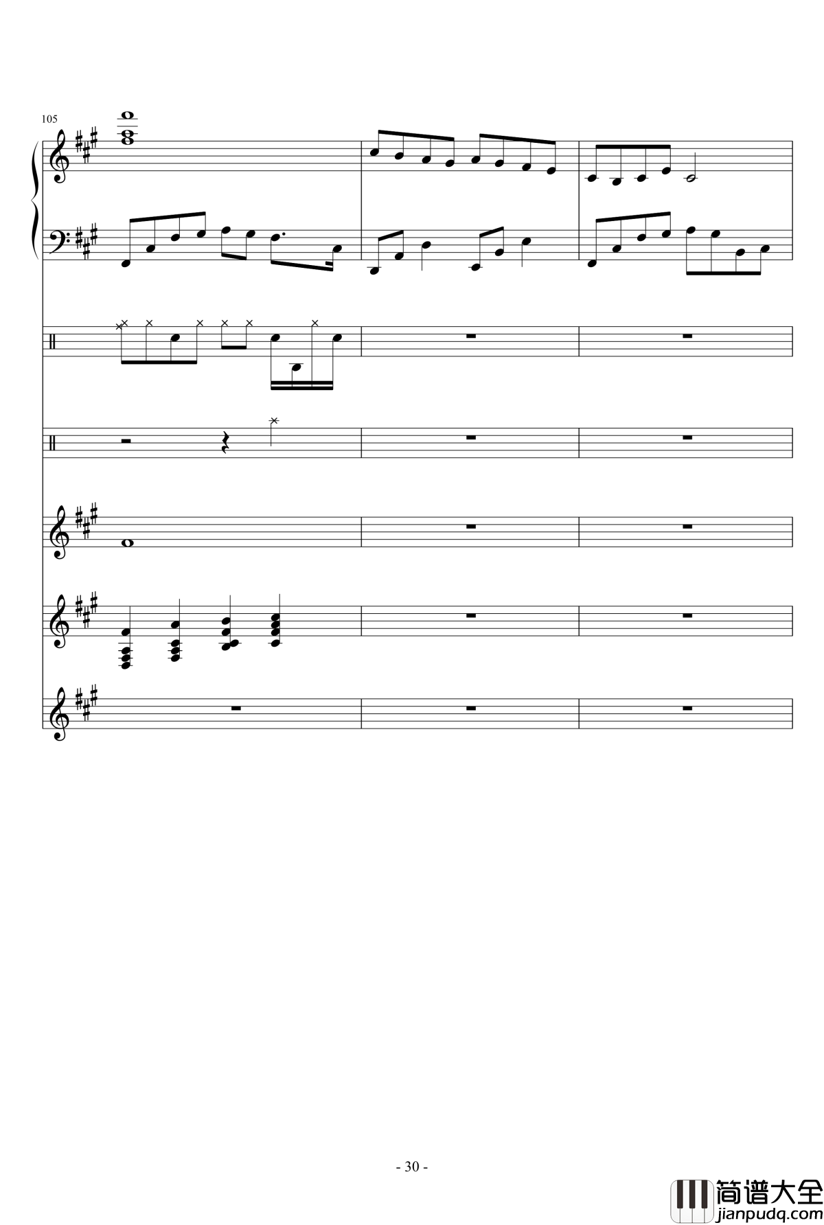 午后的随想钢琴谱_总谱_Ydolem