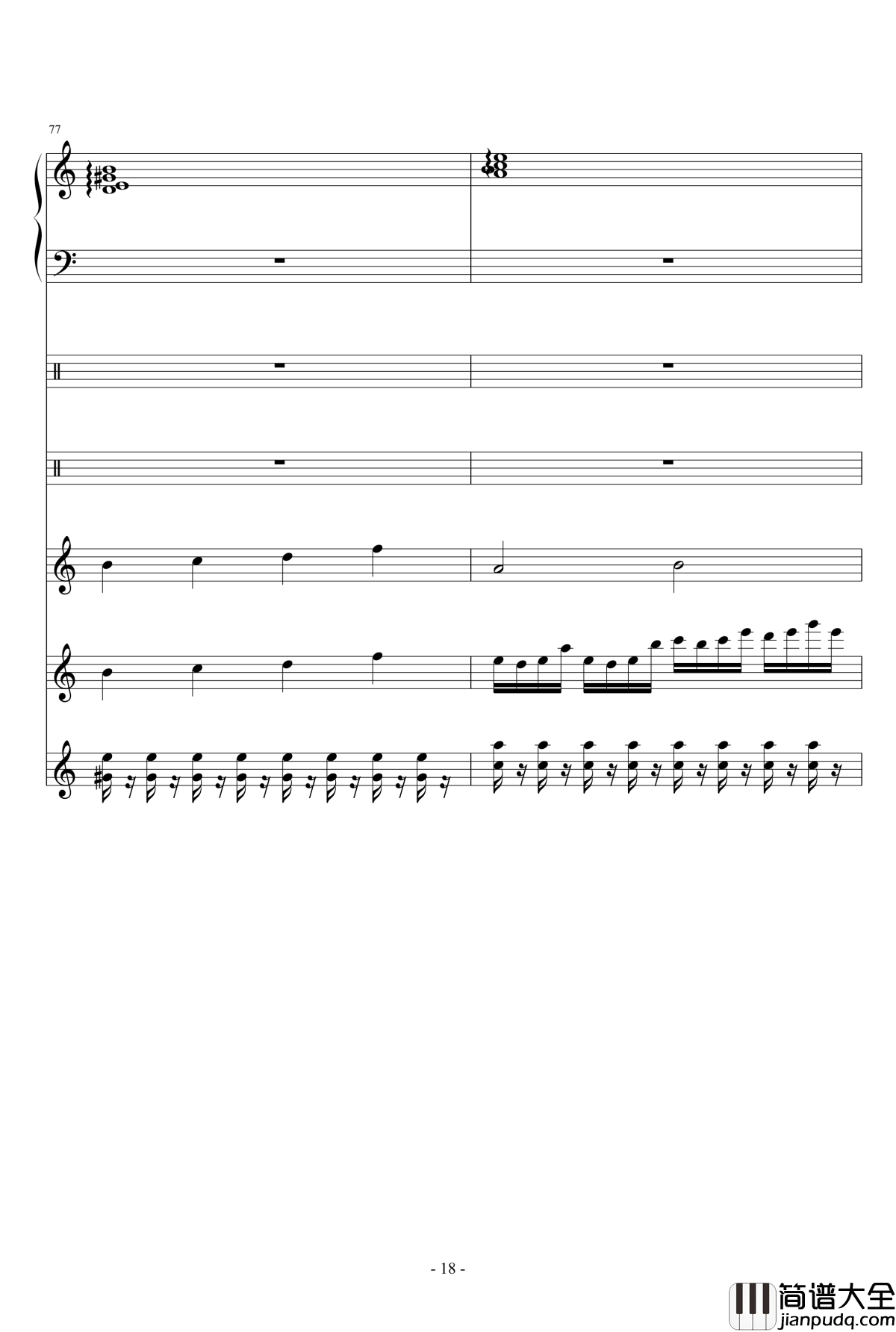 午后的随想钢琴谱_总谱_Ydolem