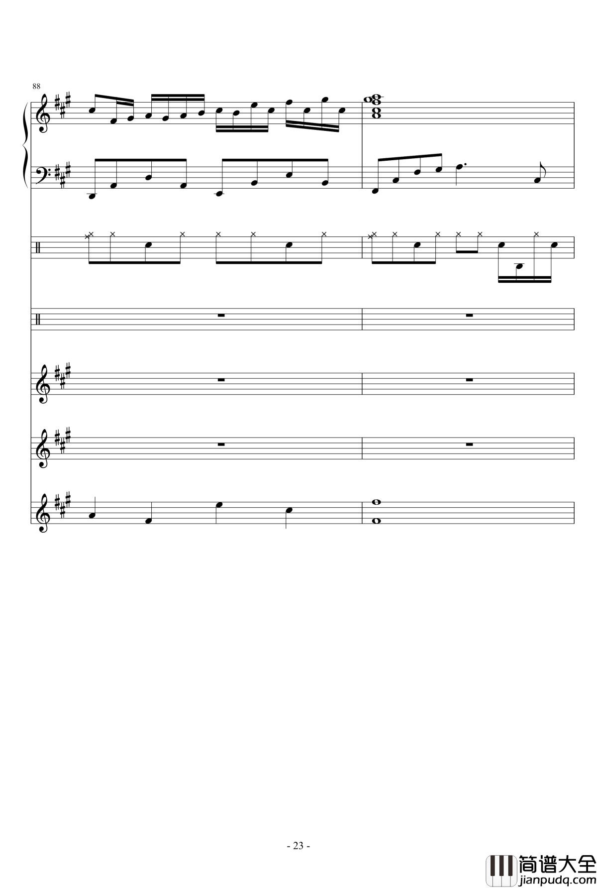 午后的随想钢琴谱_总谱_Ydolem