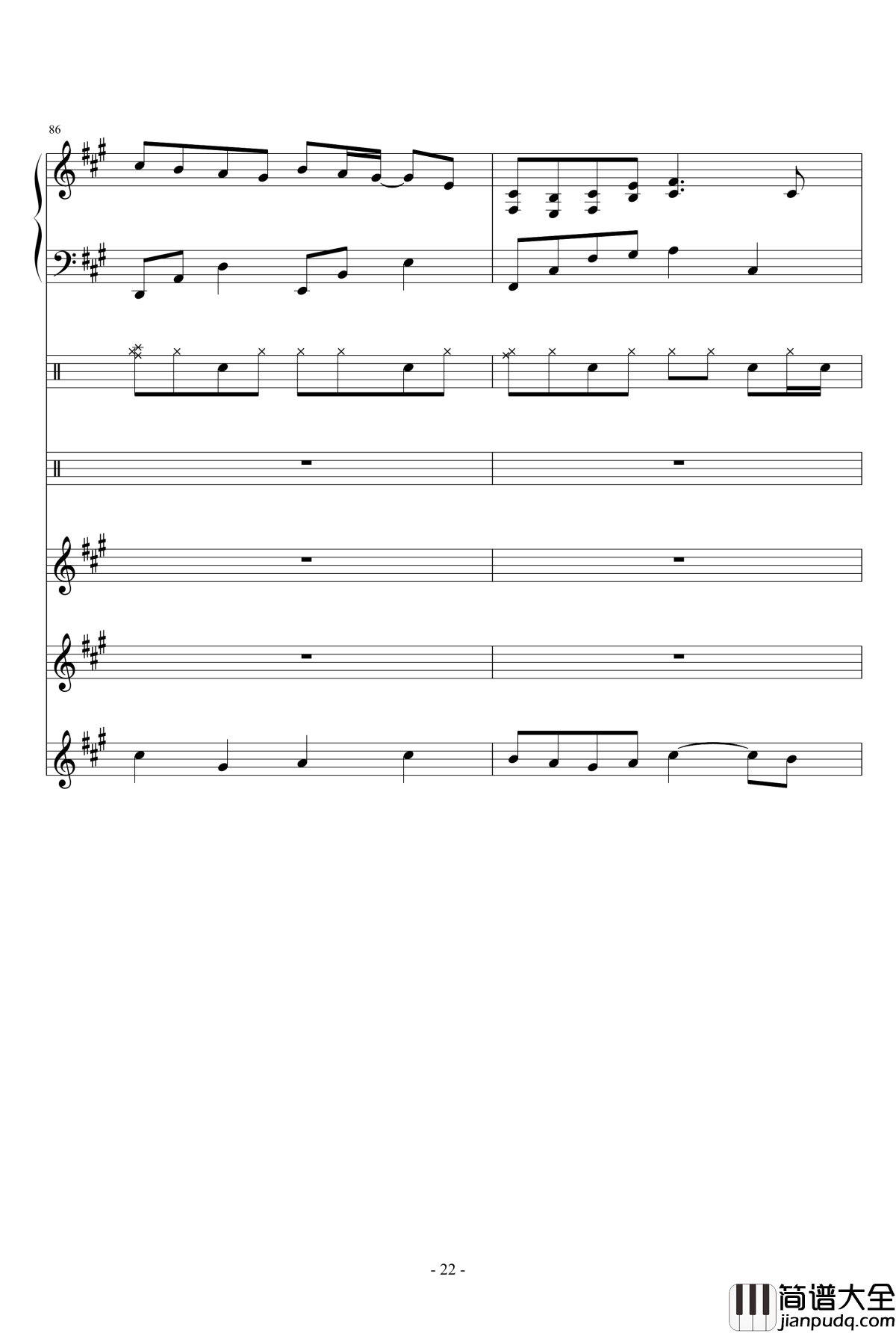 午后的随想钢琴谱_总谱_Ydolem