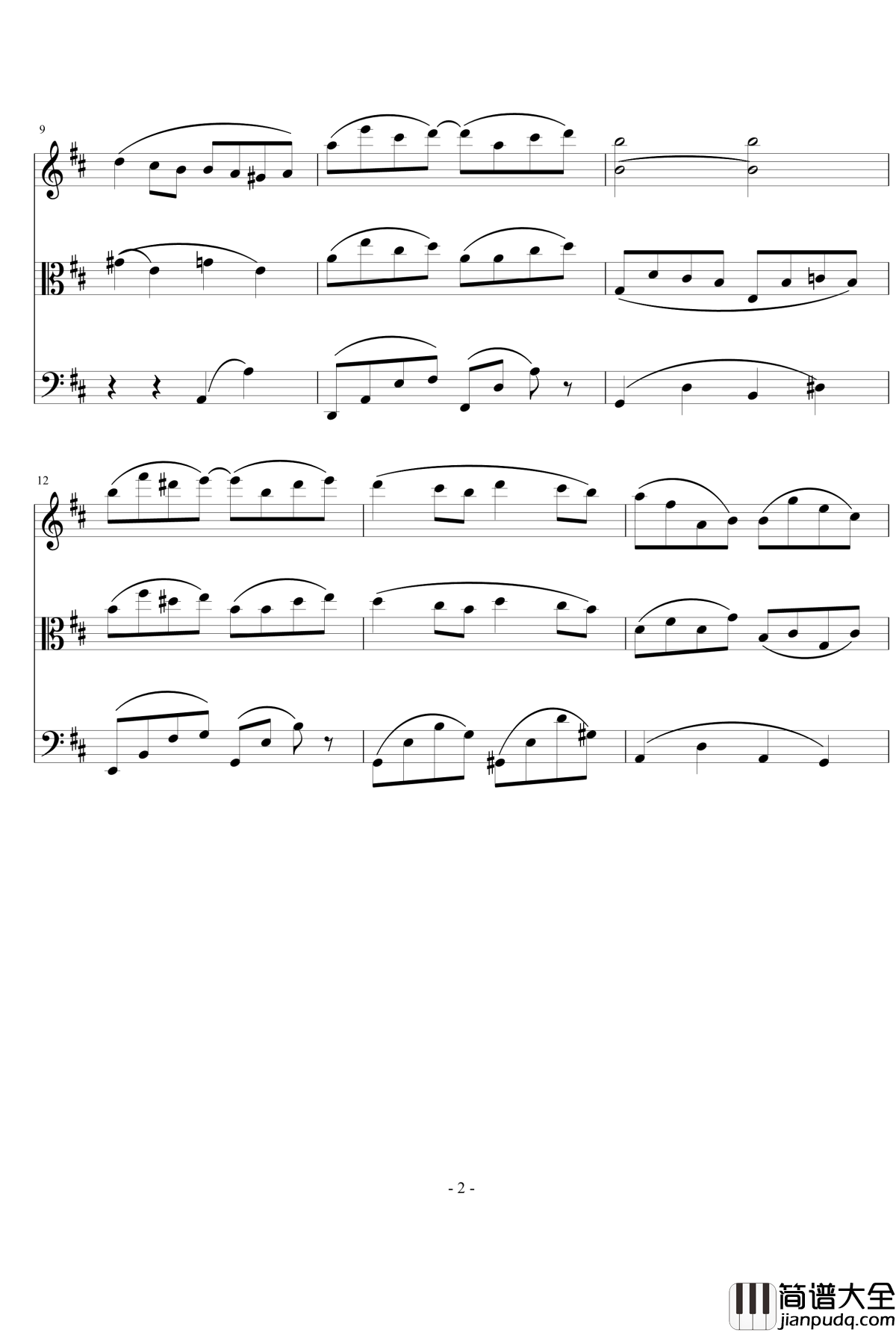 弦乐小品钢琴谱_nyride_D大调