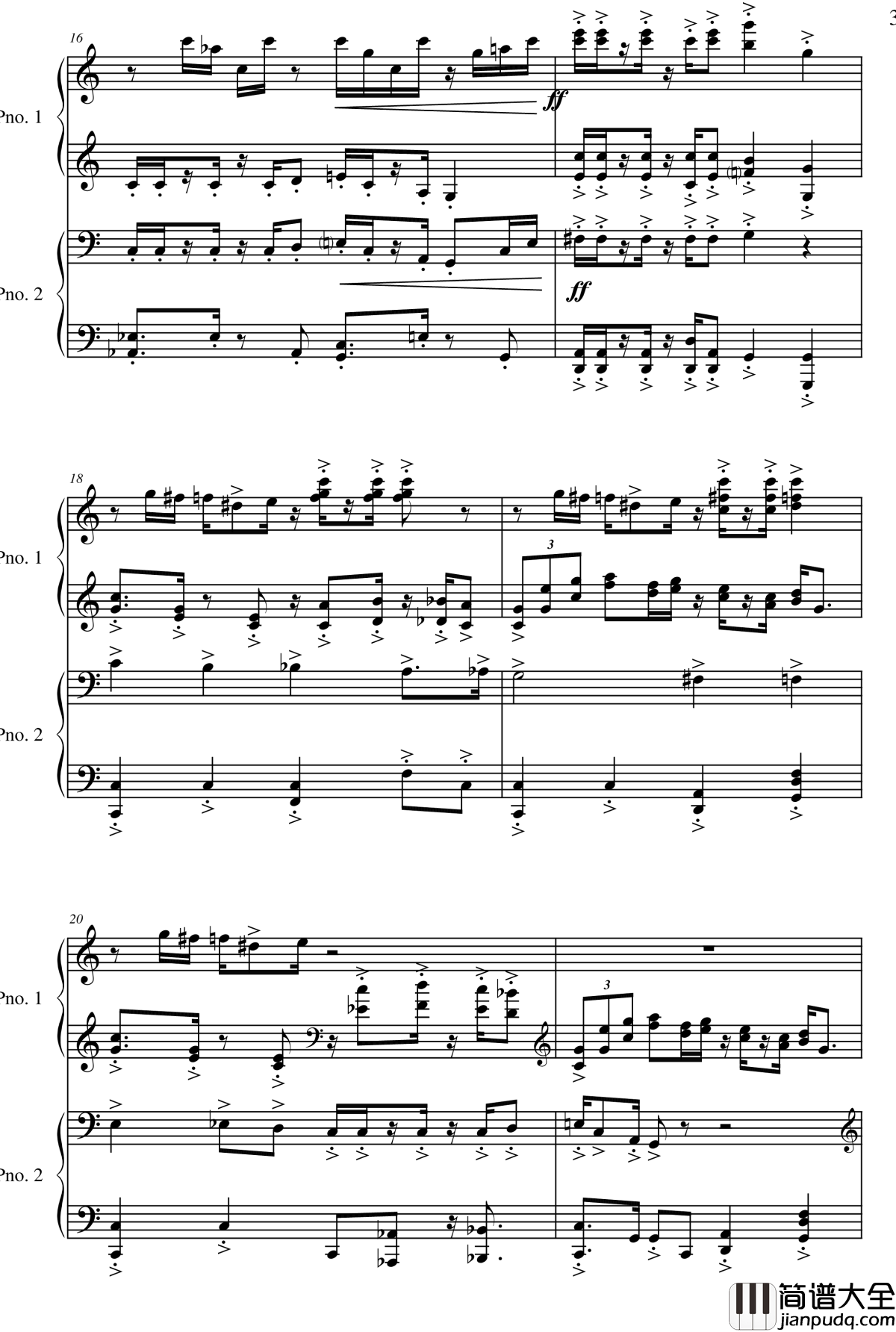 超级马里奥四手连弹钢琴谱_超级玛丽