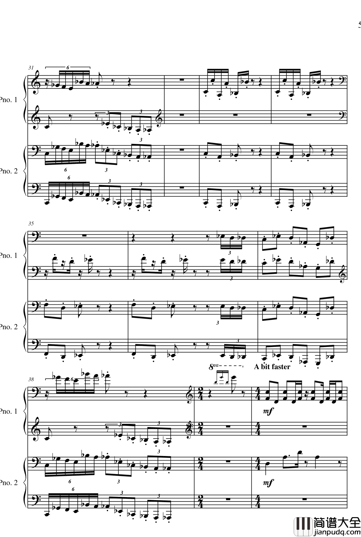 超级马里奥四手连弹钢琴谱_超级玛丽