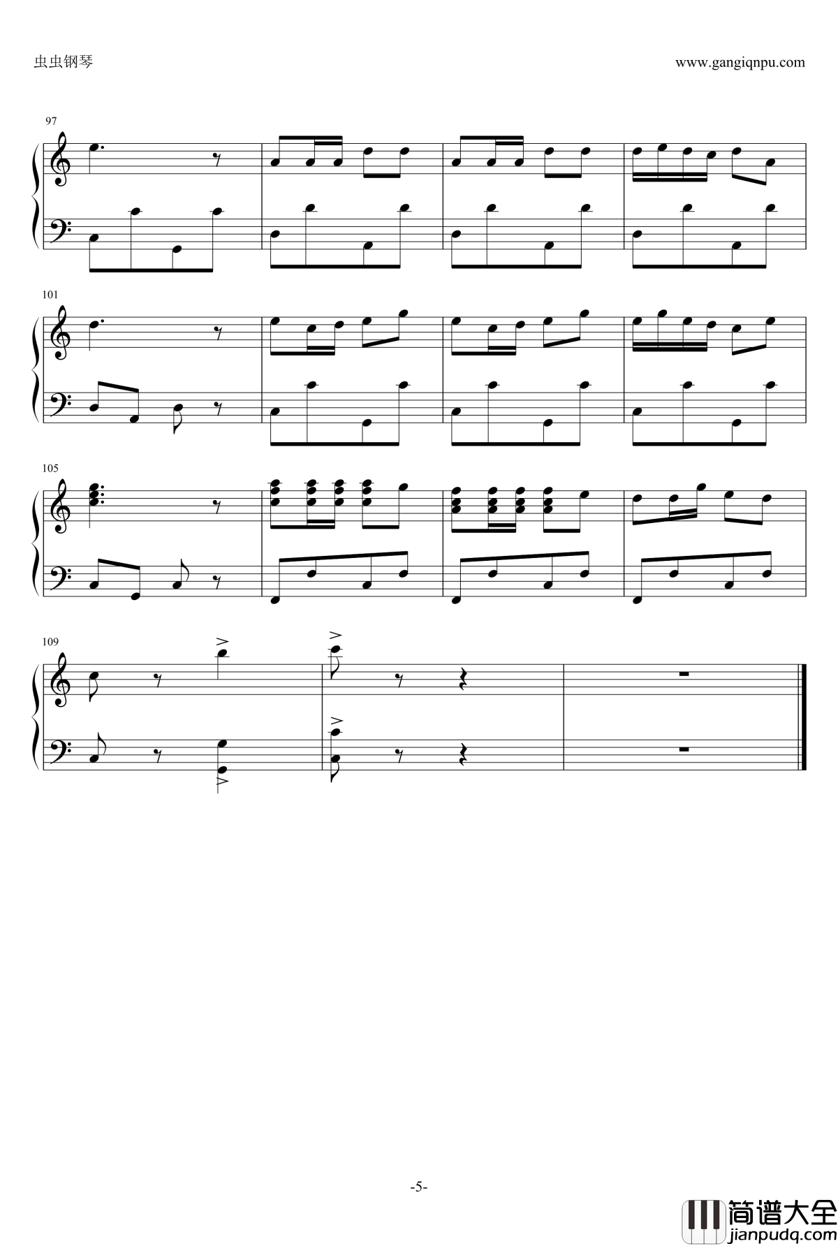 骑兵进行曲钢琴谱_【重制版】_世界名曲