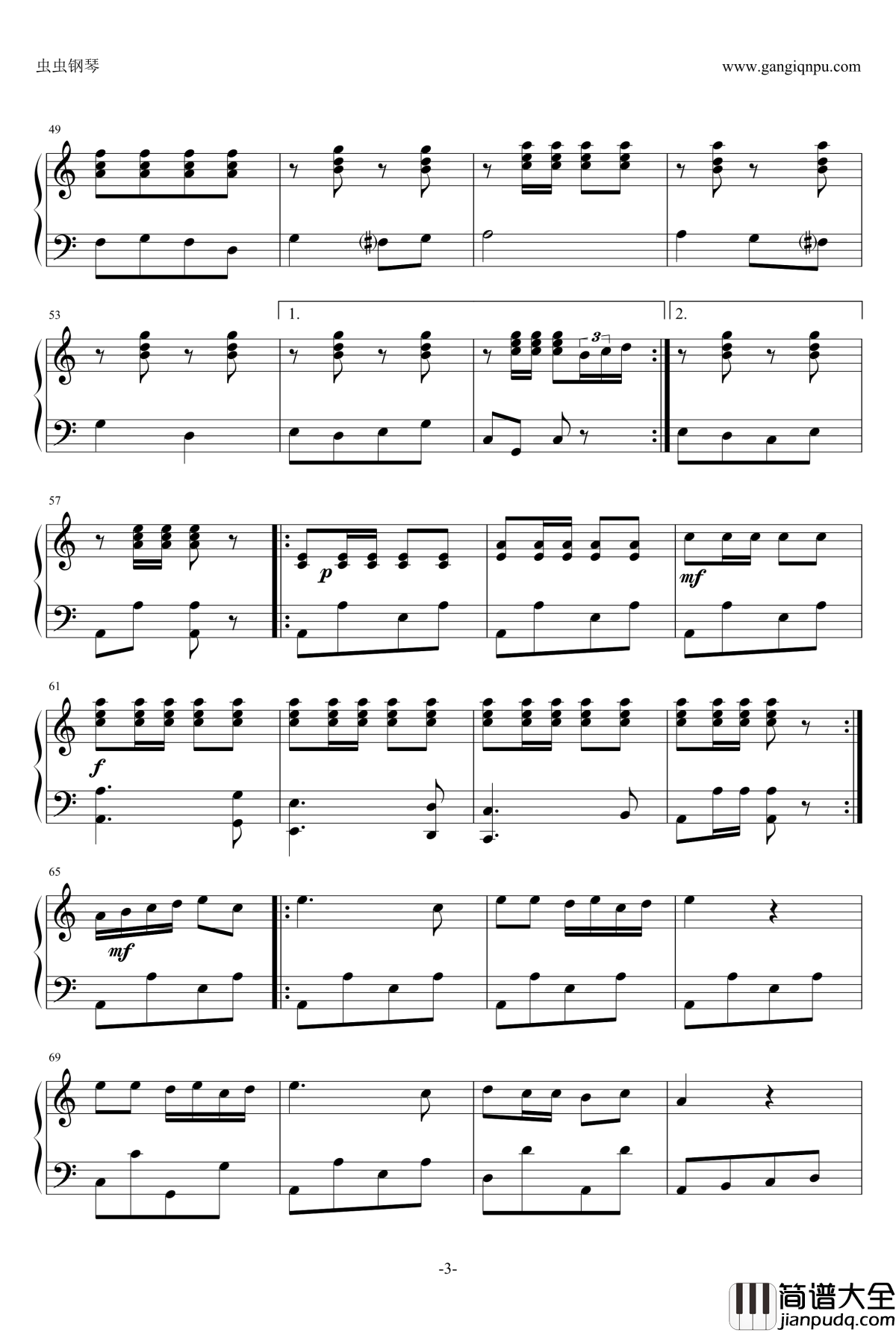 骑兵进行曲钢琴谱_【重制版】_世界名曲