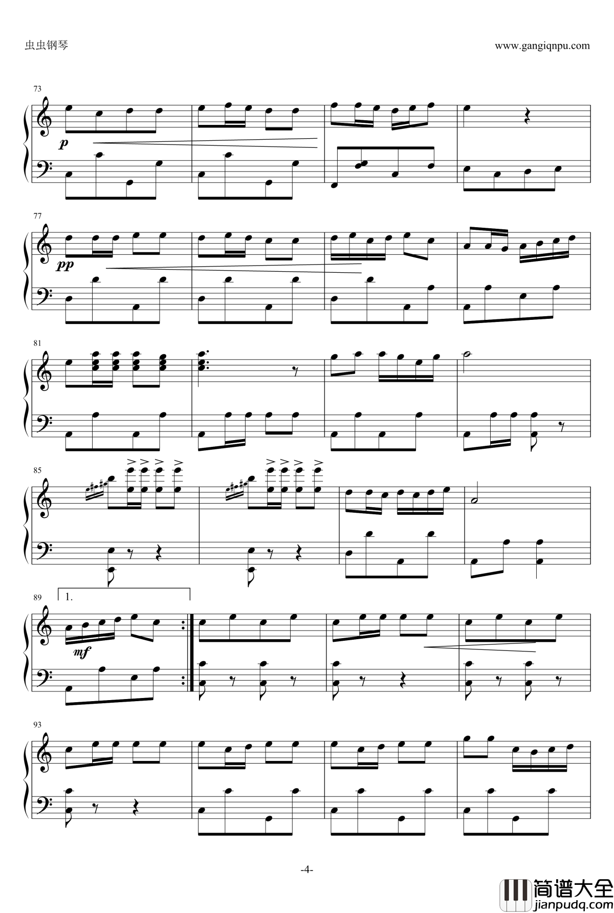 骑兵进行曲钢琴谱_【重制版】_世界名曲