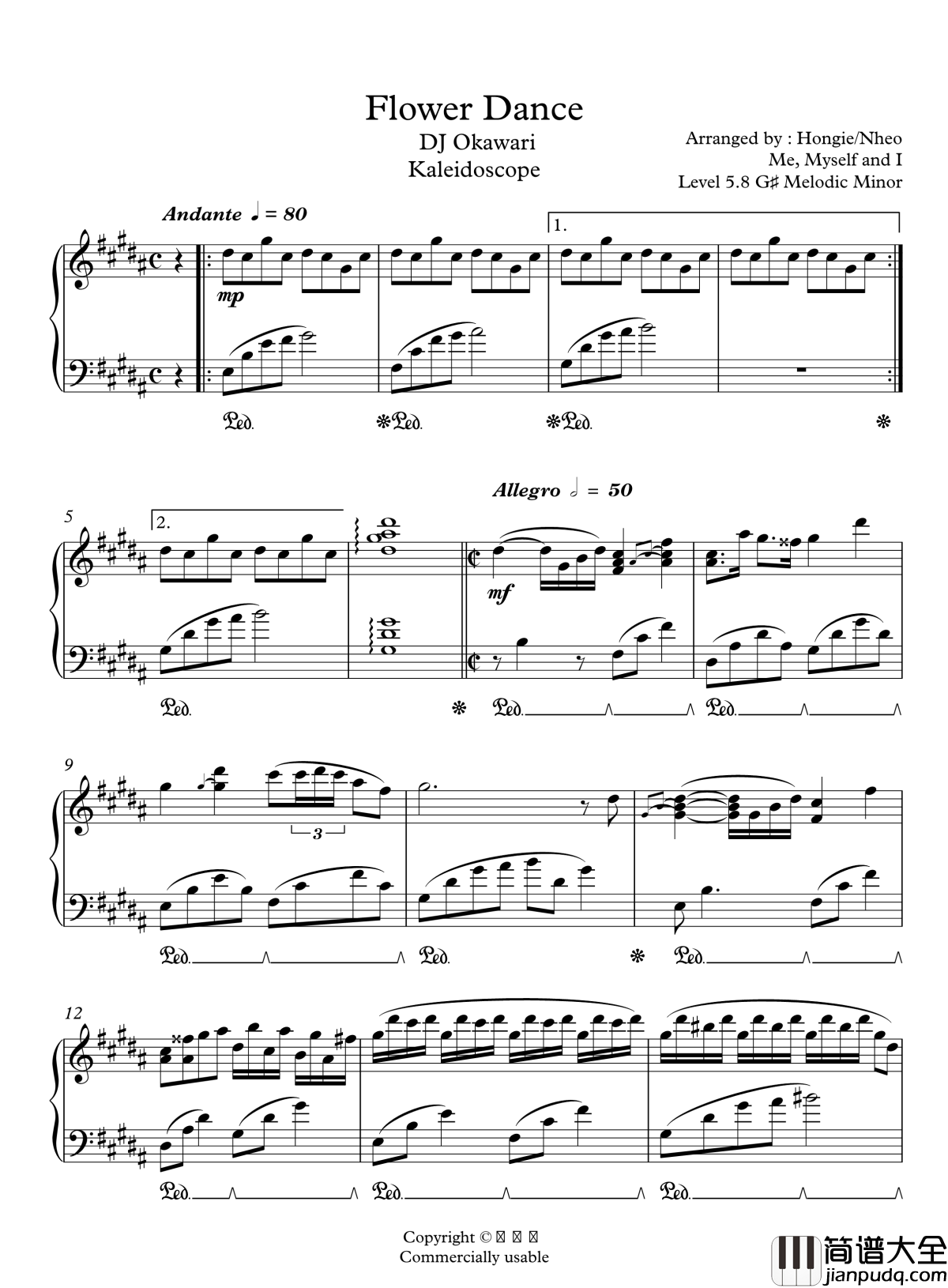 Flower_Dance钢琴谱_完美【完整版】_DJ_Okawari