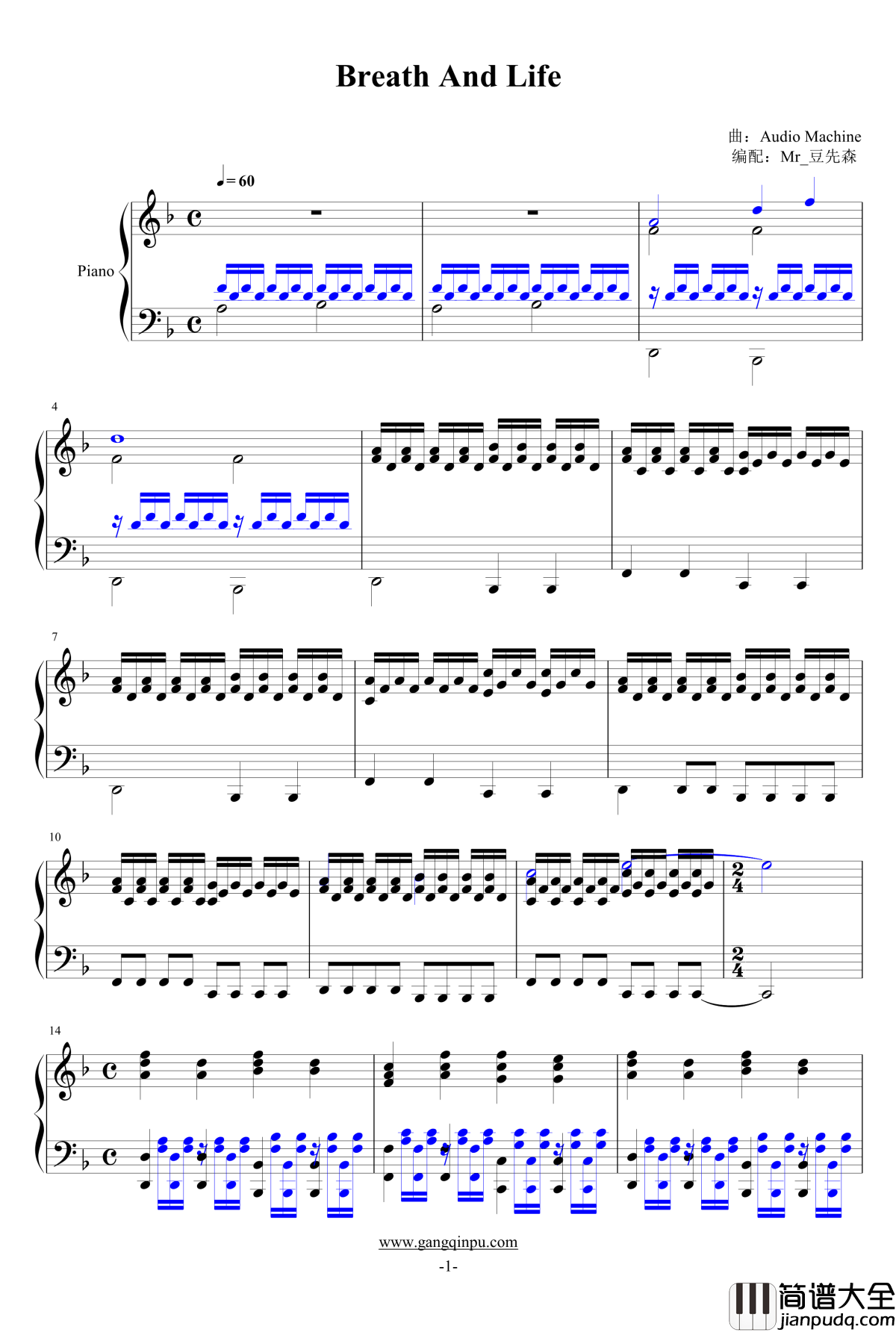 Breath_And_Life钢琴谱_Audiomachine