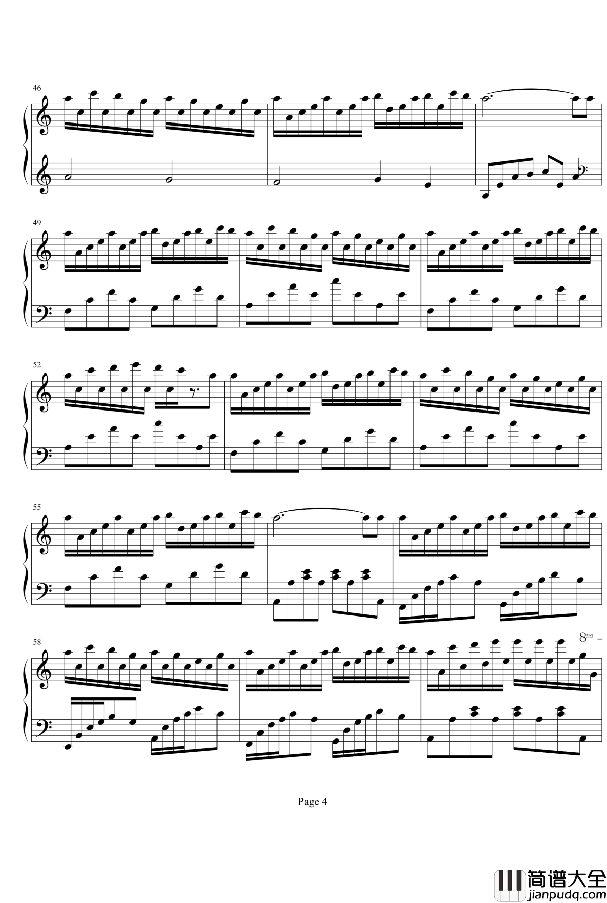 Flower_Dance钢琴谱_C调钢琴独奏简易唯美版_DJ_Okawari